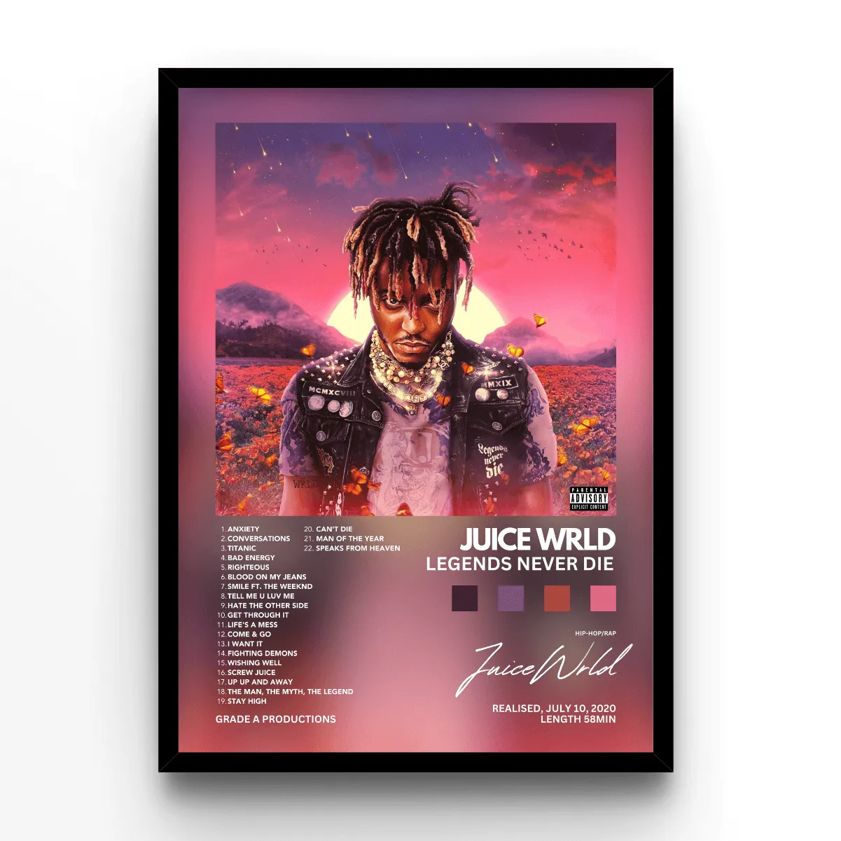 Legends Never Die Album poster, museum grade matte print