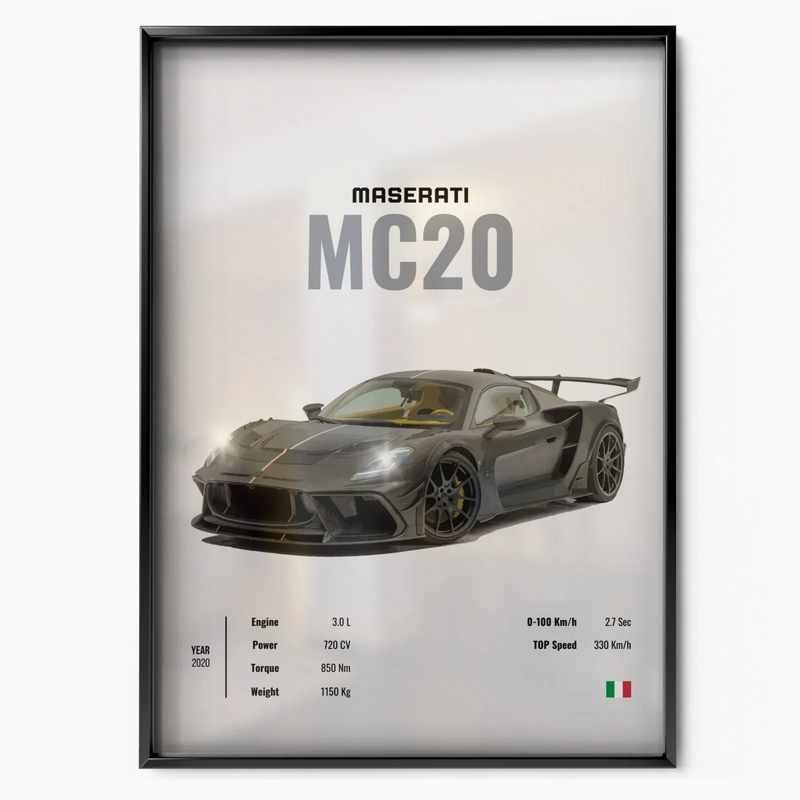 Maserati MC20 poster, museum grade matte print