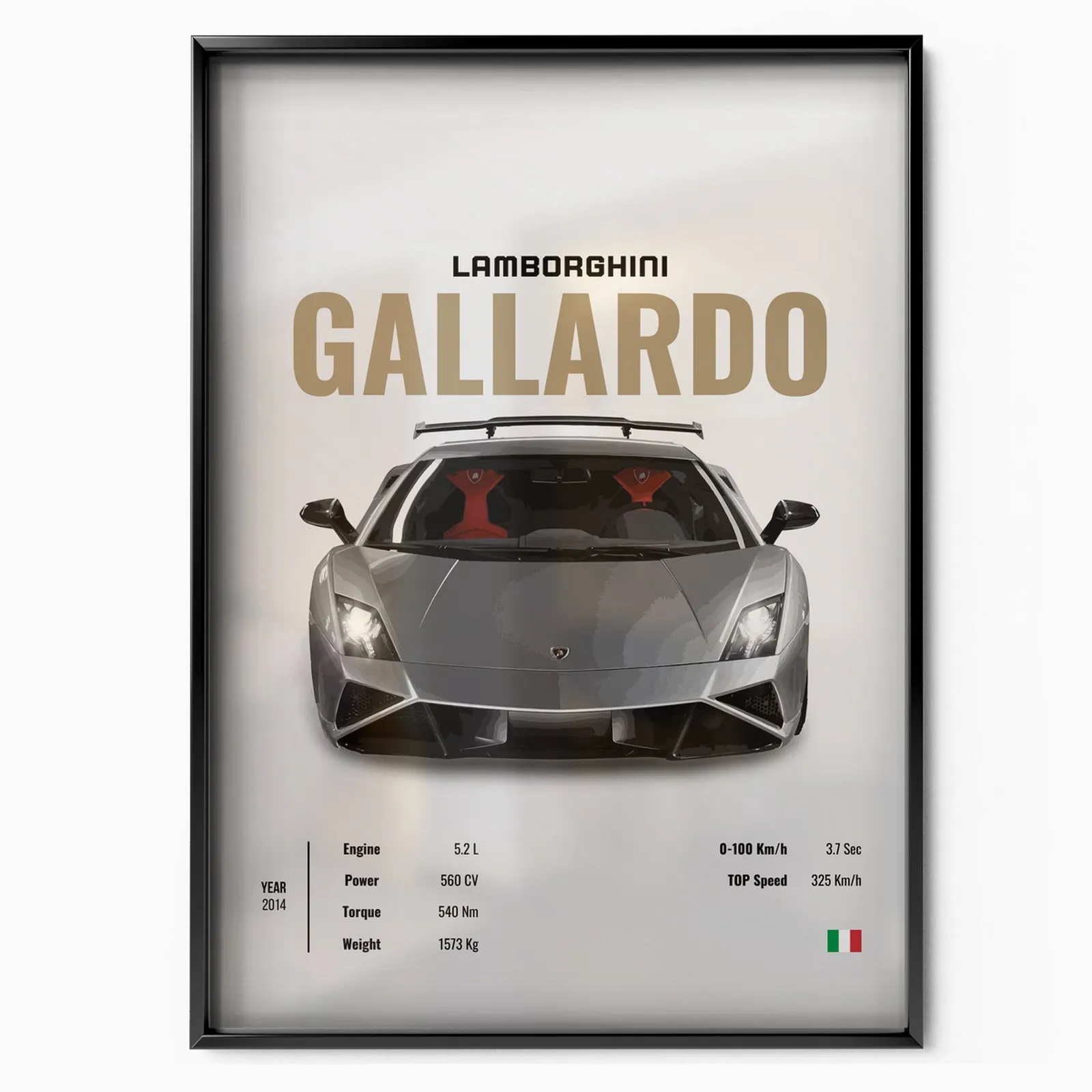 Lamborghini Gallardo poster, museum grade matte print