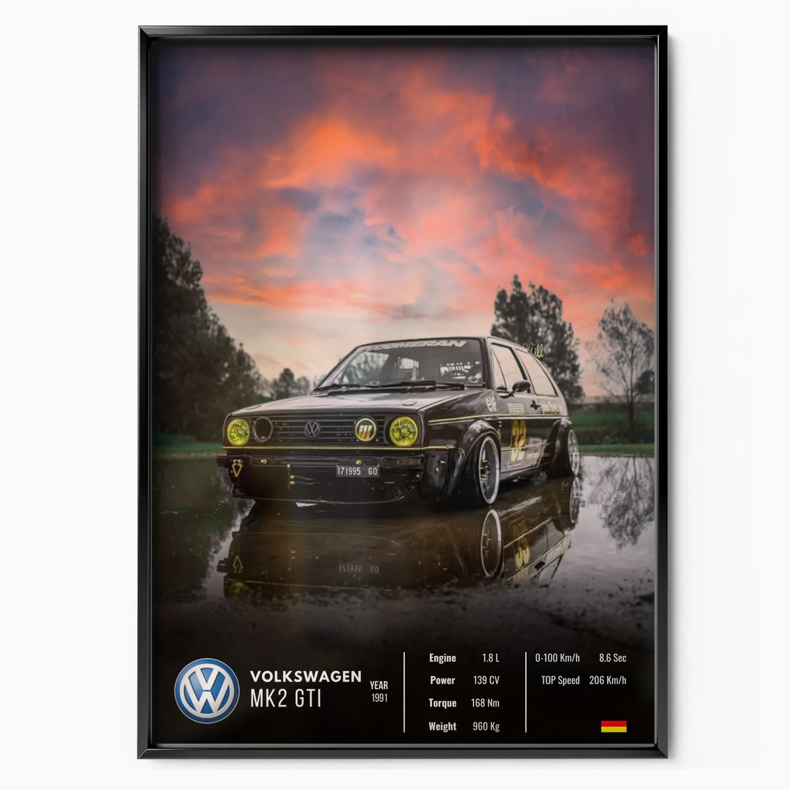 Volkswagen MK2 GTI Collector poster, museum grade matte print
