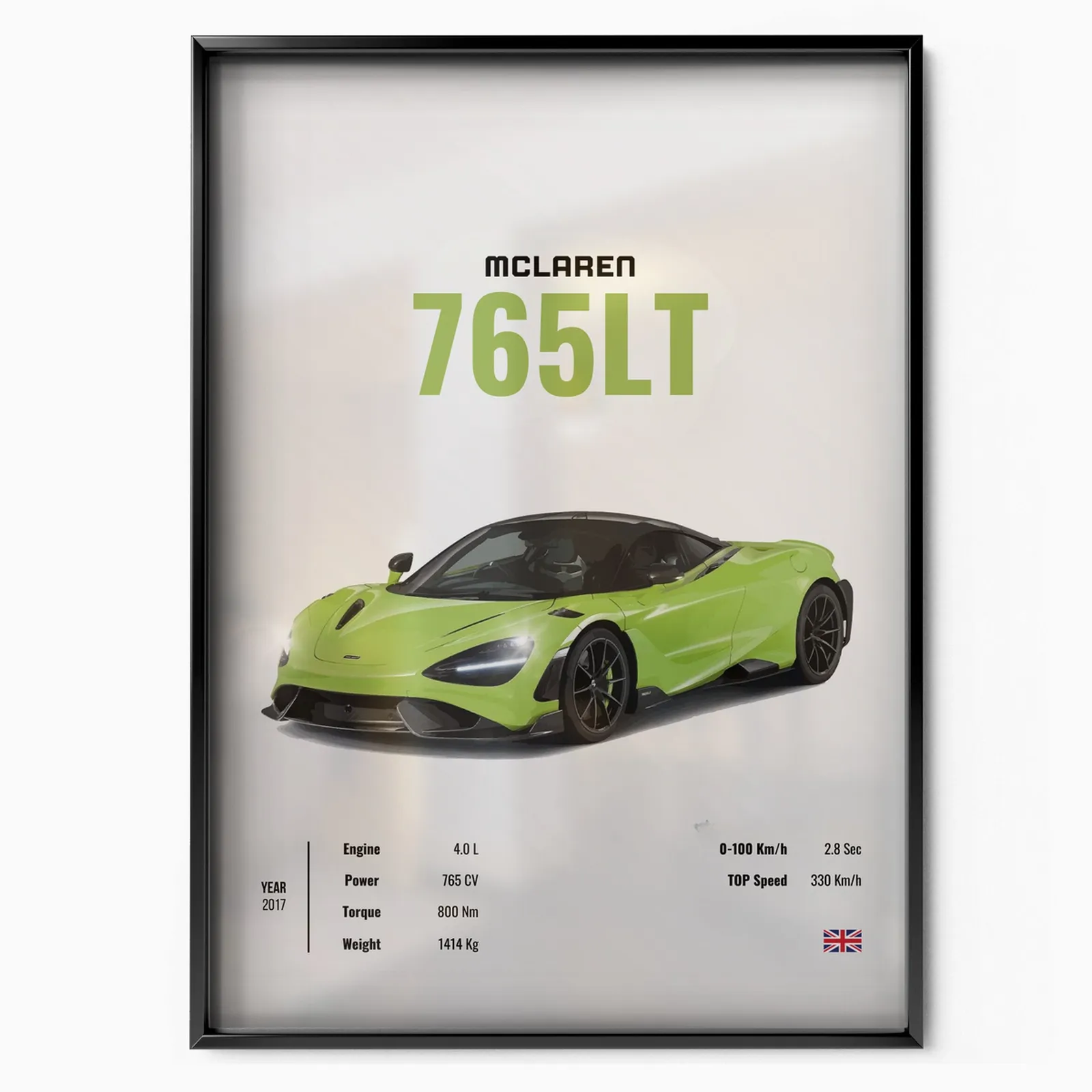 Mclaren 765LT poster, museum grade matte print
