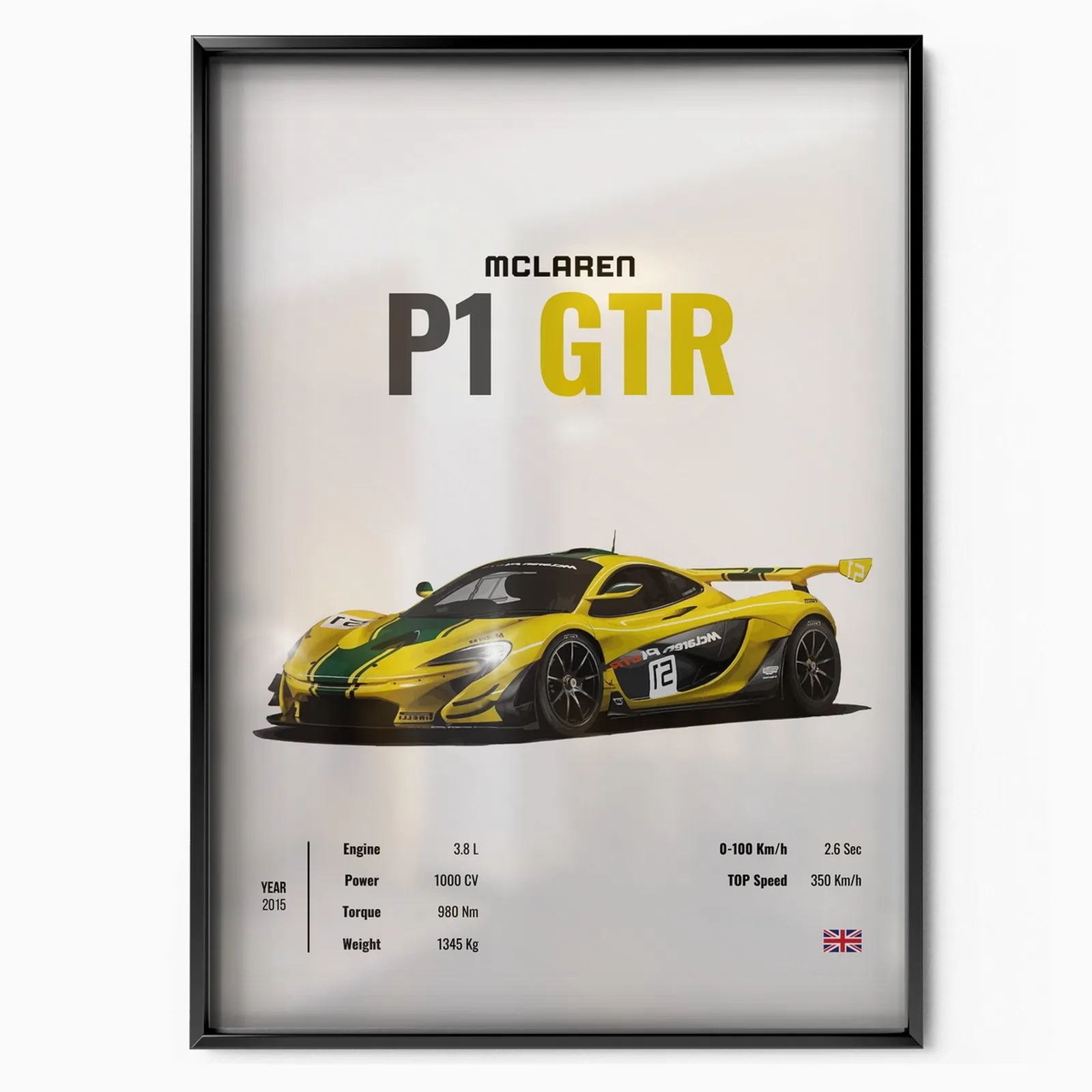 Mclaren P1 GTR poster, museum grade matte print