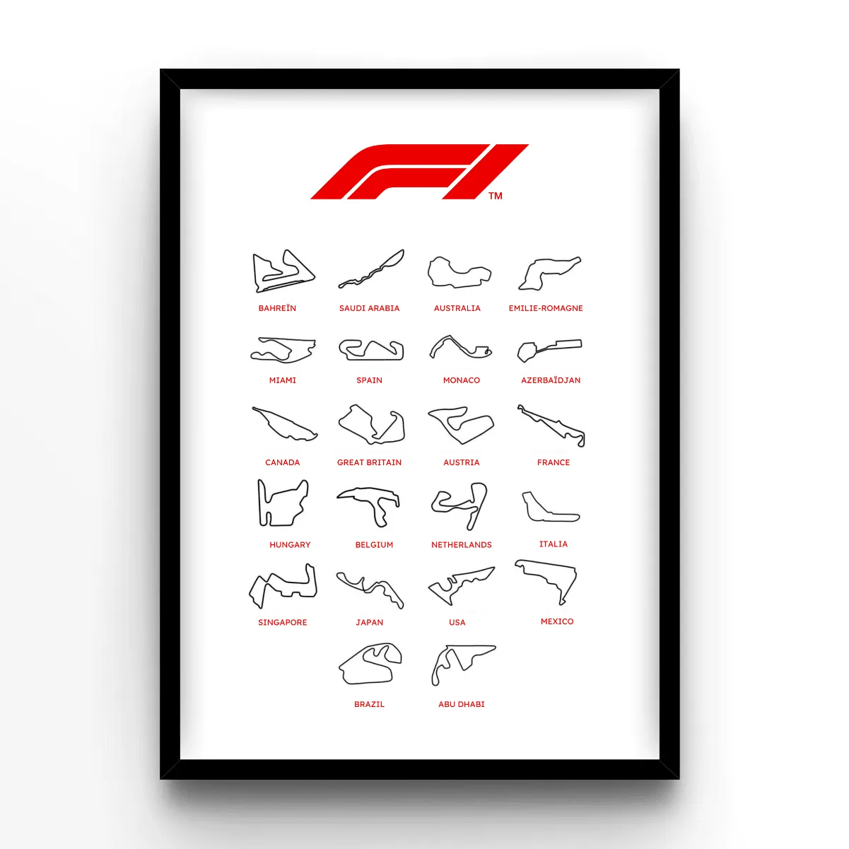 Circuits F1 poster, museum grade matte print