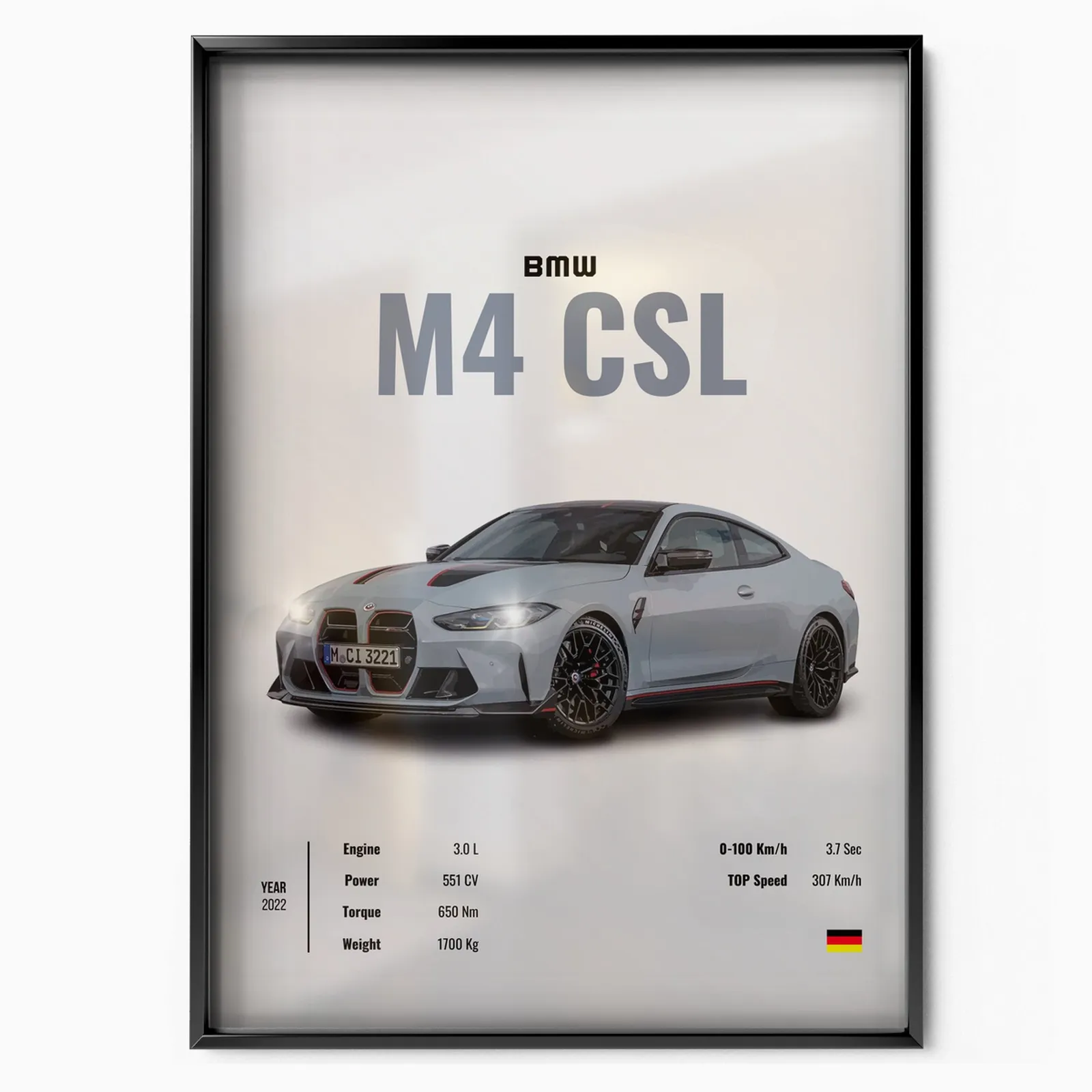 BMW M4 CSL poster, museum grade matte print