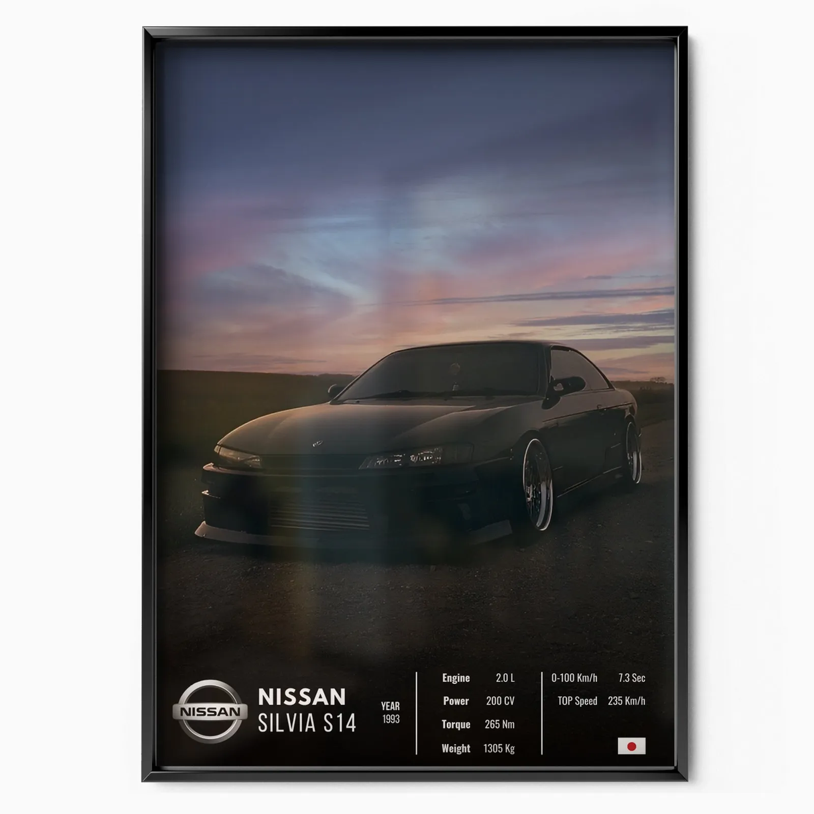 Nissan Silvia S14 Collector poster, museum grade matte print