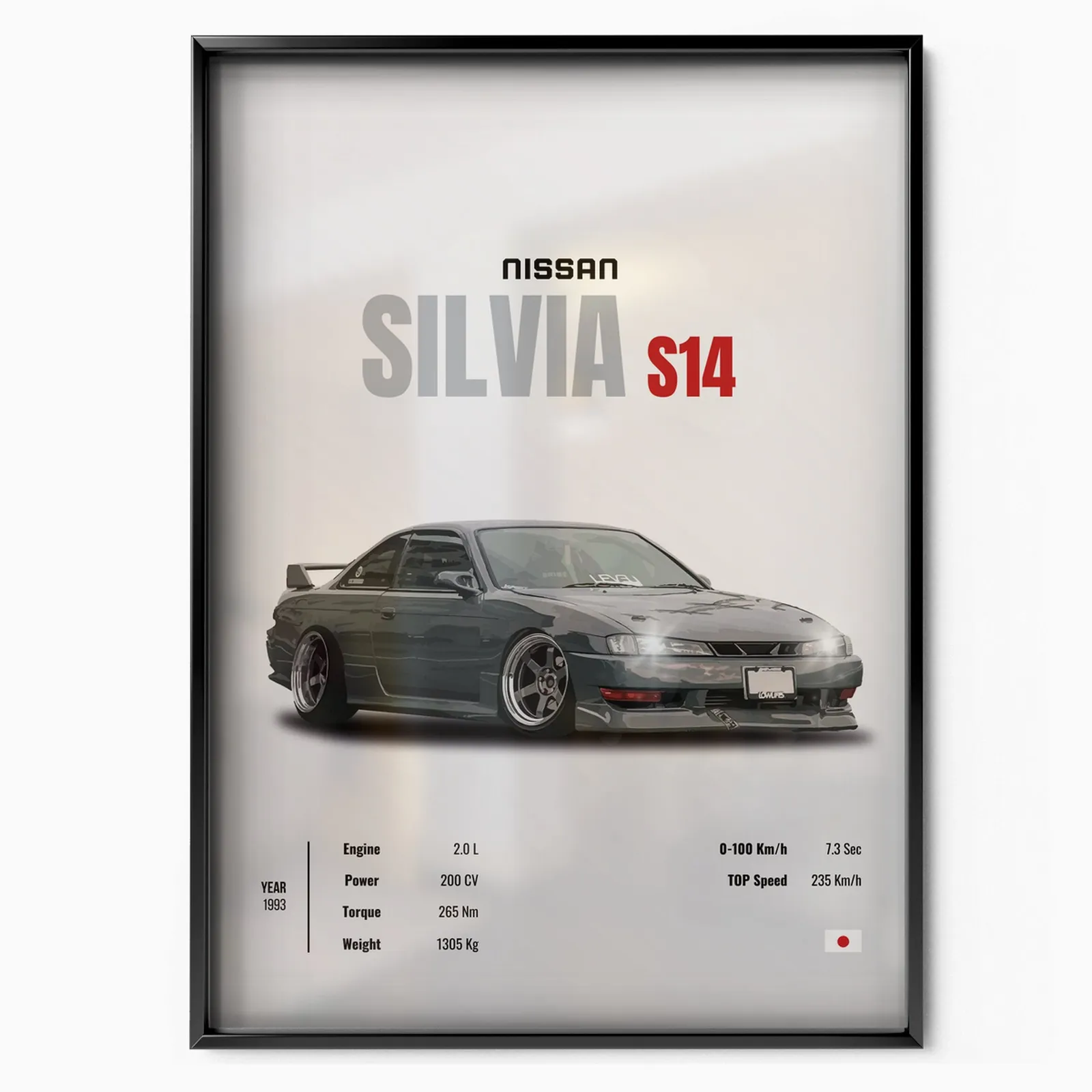 Nissan Silvia S14 poster, museum grade matte print