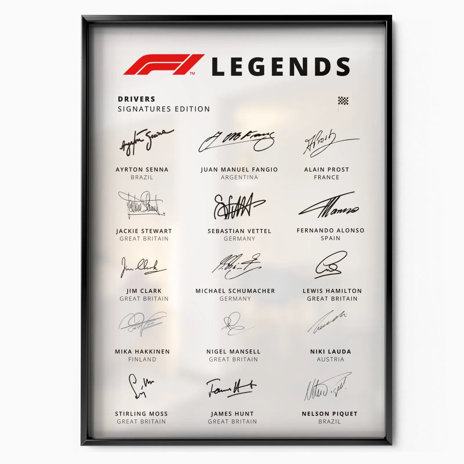 F1 Legends poster, museum grade matte print