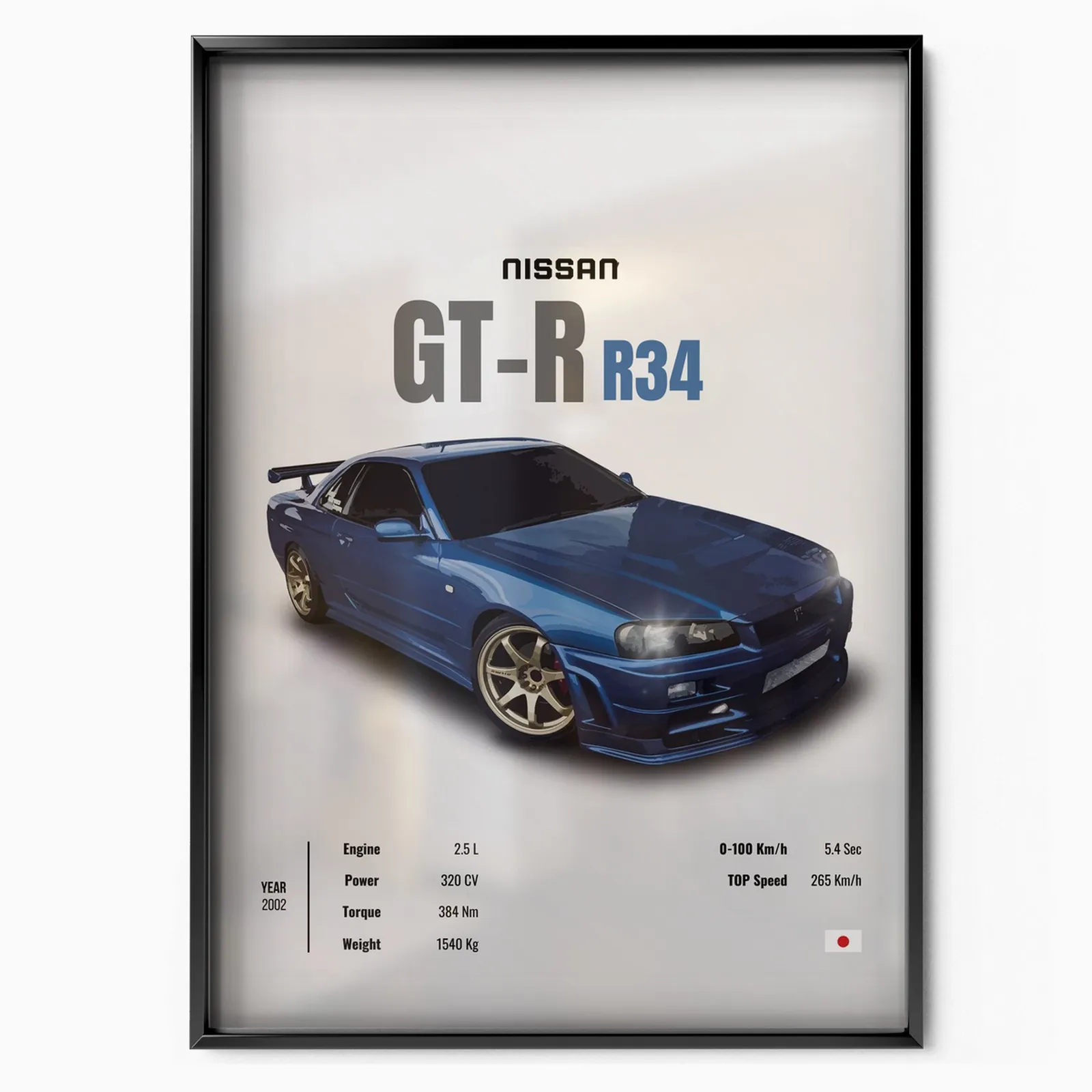 Nissan GT-R R34 poster, museum grade matte print