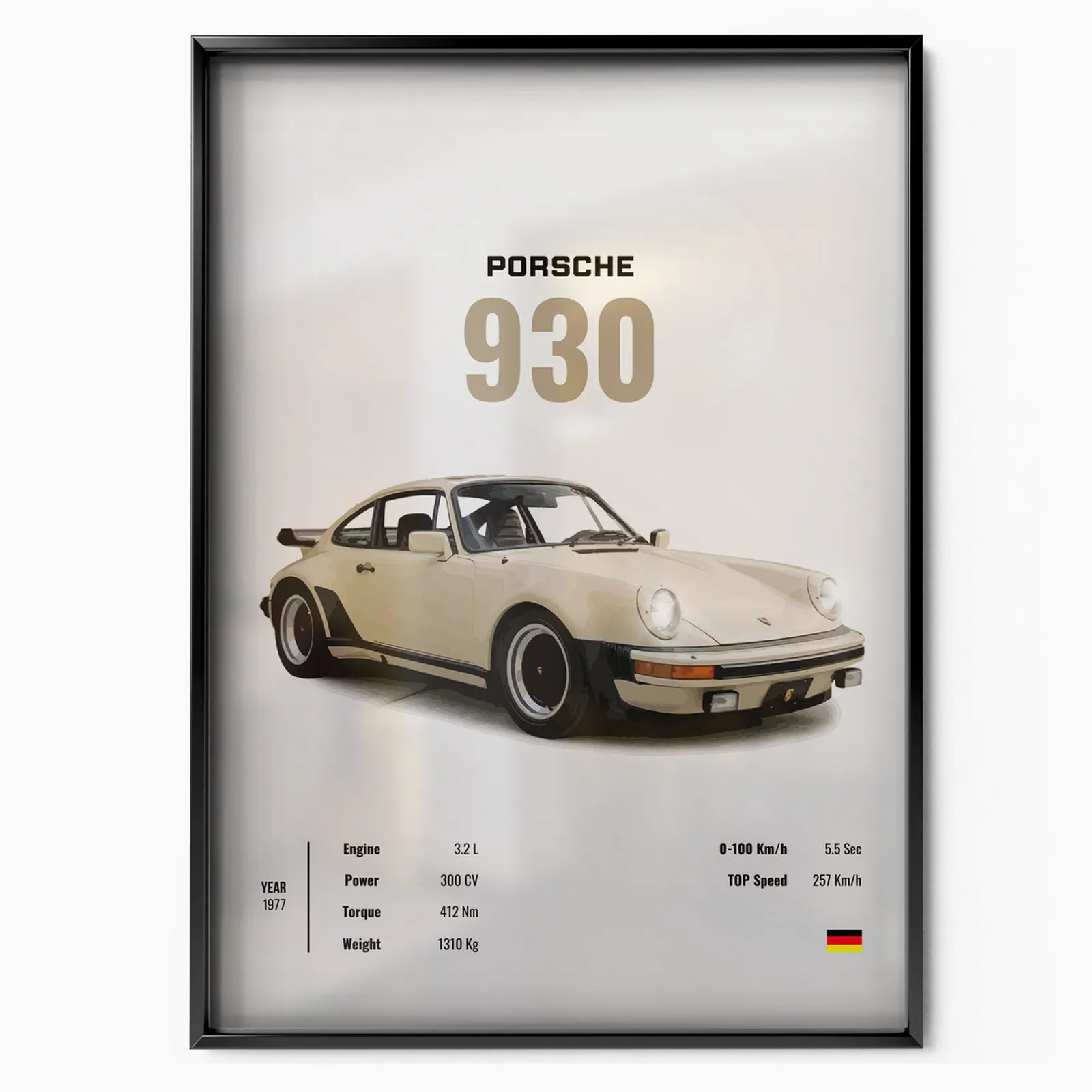 Porsche 930 poster, museum grade matte print