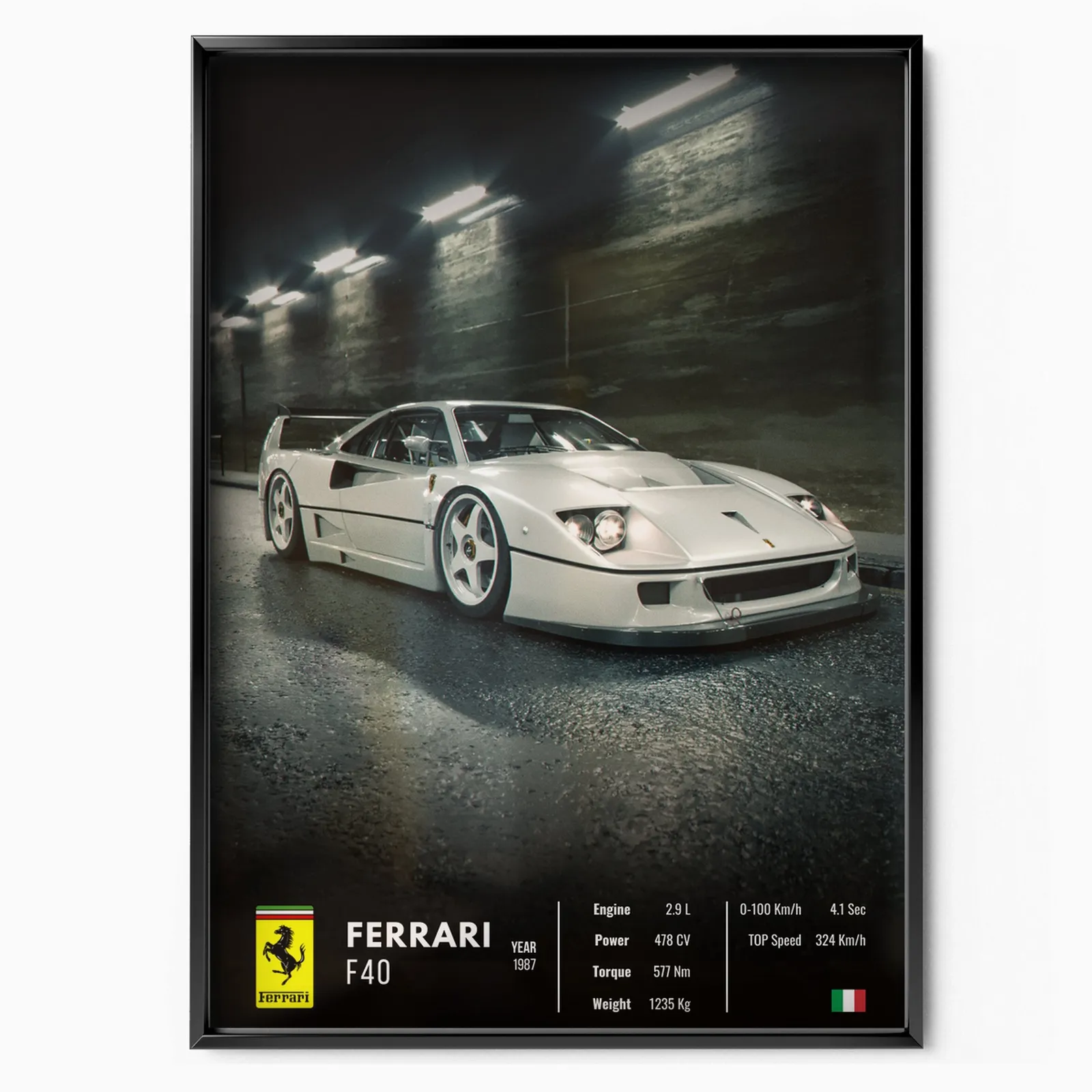 Ferrari F40 Collector poster, museum grade matte print
