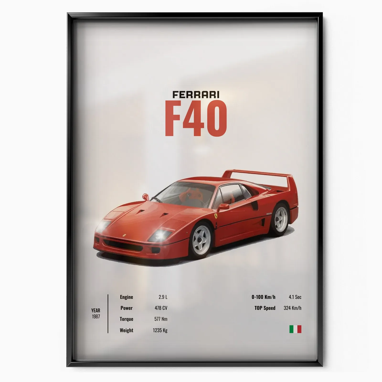 Ferrari F40 poster, museum grade matte print