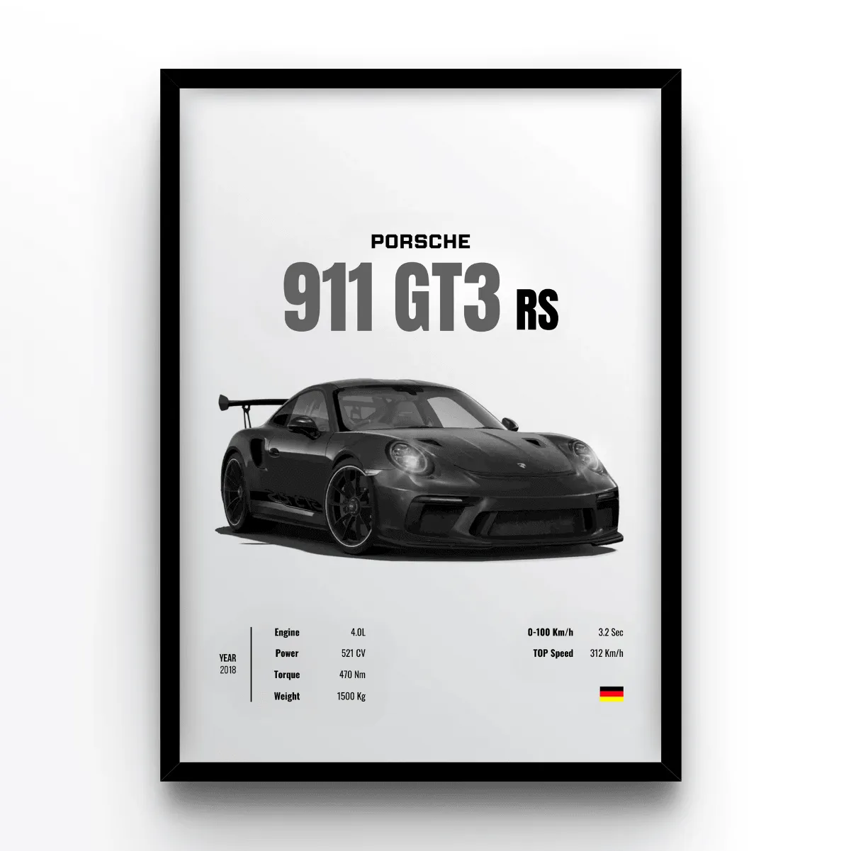 Porsche GT3 RS poster, museum grade matte print