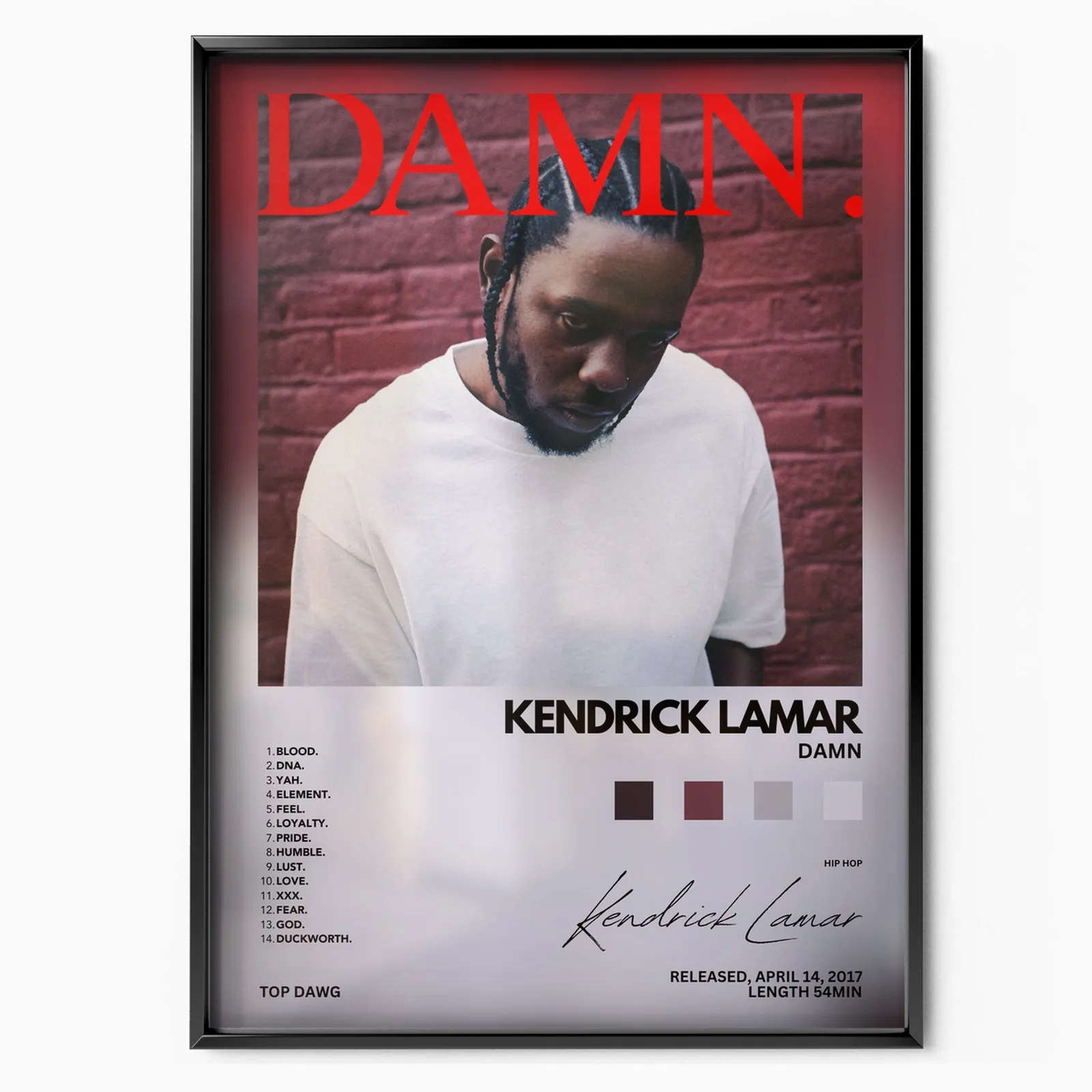 Damn Album poster, museum grade matte print