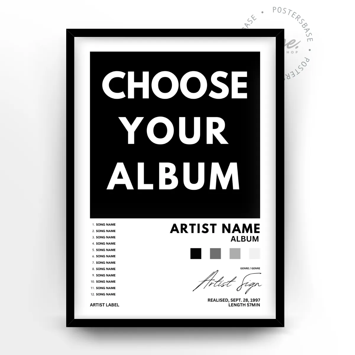 CUSTOMISED ALBUM poster, museum grade matte print
