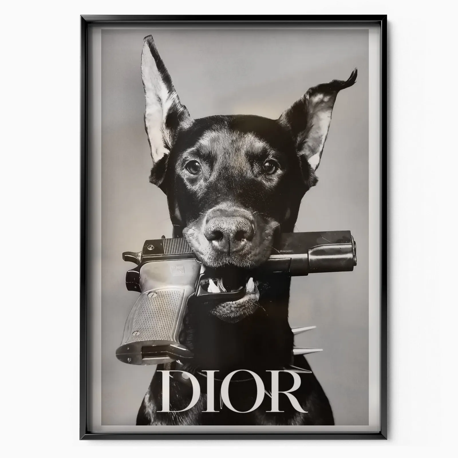 Chic Dog Border poster, museum grade matte print