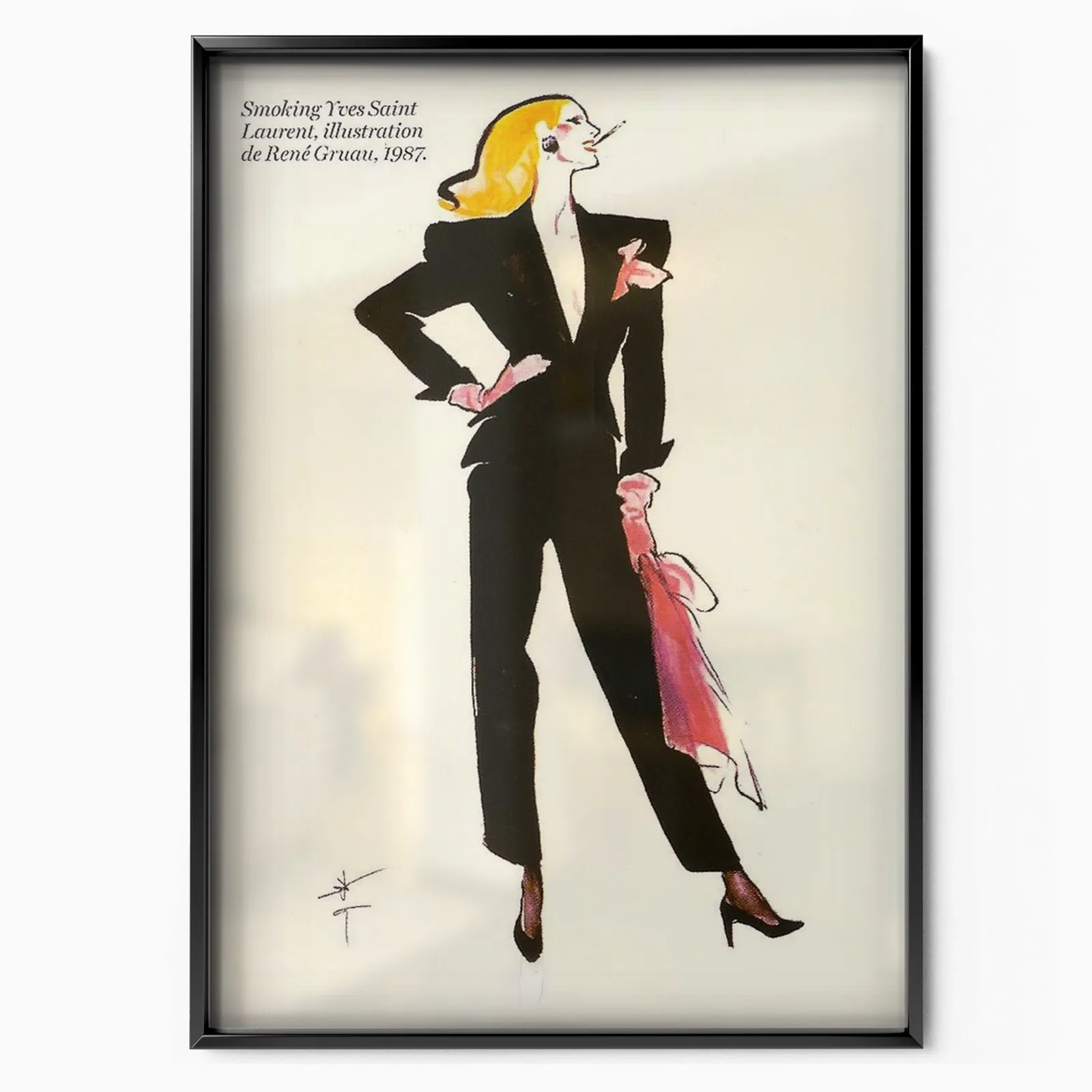 Smoking Yves Saint Laurent poster, museum grade matte print