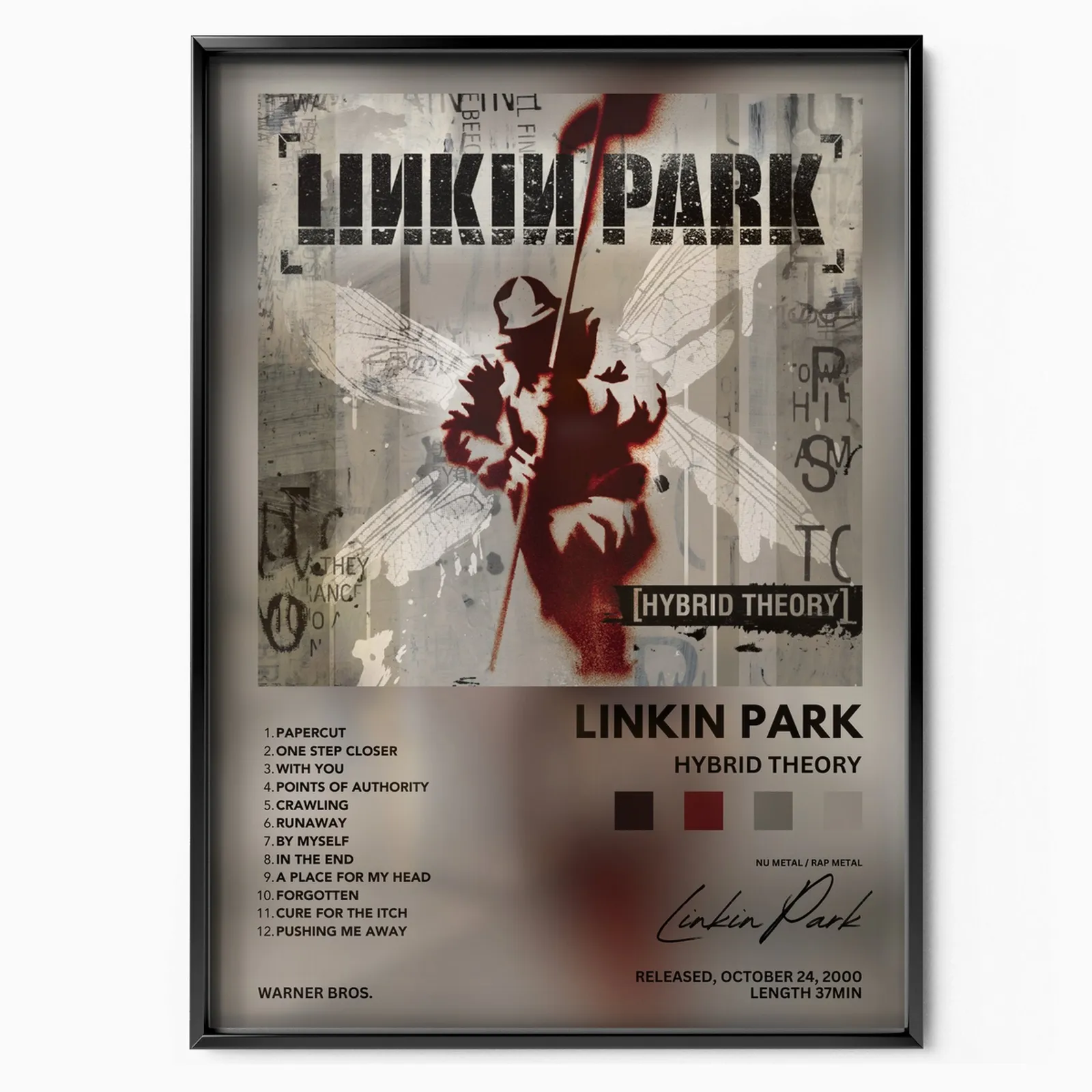 Linkin Park 'Hybrid Theory' plakát, matný tisk v muzejní kvalitě
