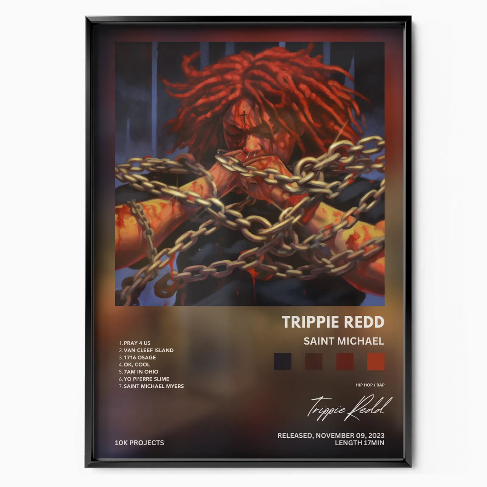 Trippie Redd 'Saint Michael' poster, museum grade matte print