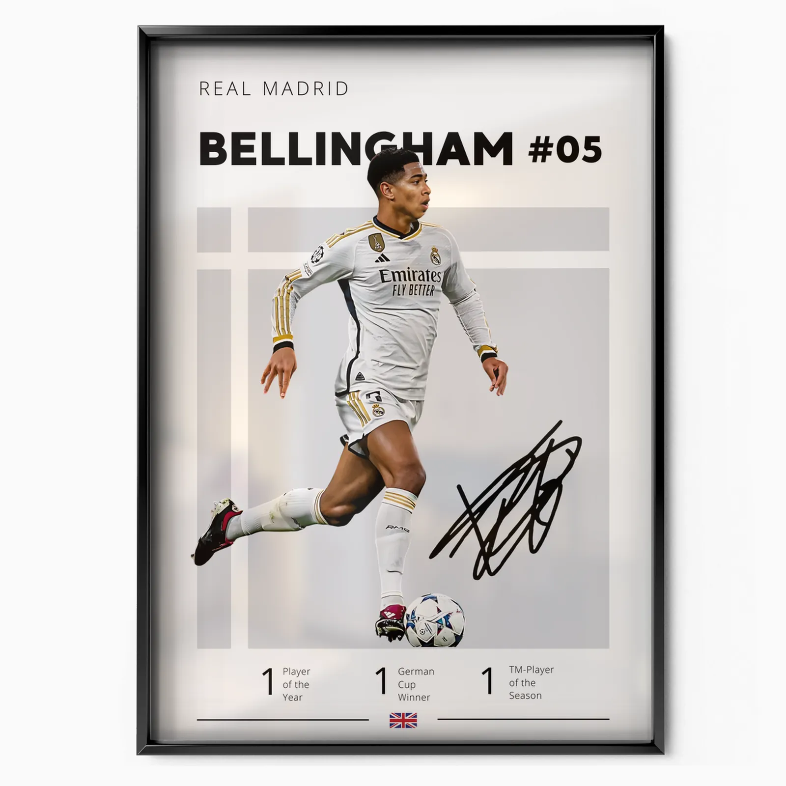 Jude Bellingham Real Madrid poster, museum grade matte print