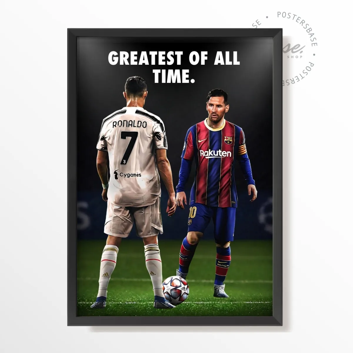Messi x Ronaldo 'GOATS' poster, museum grade matte print