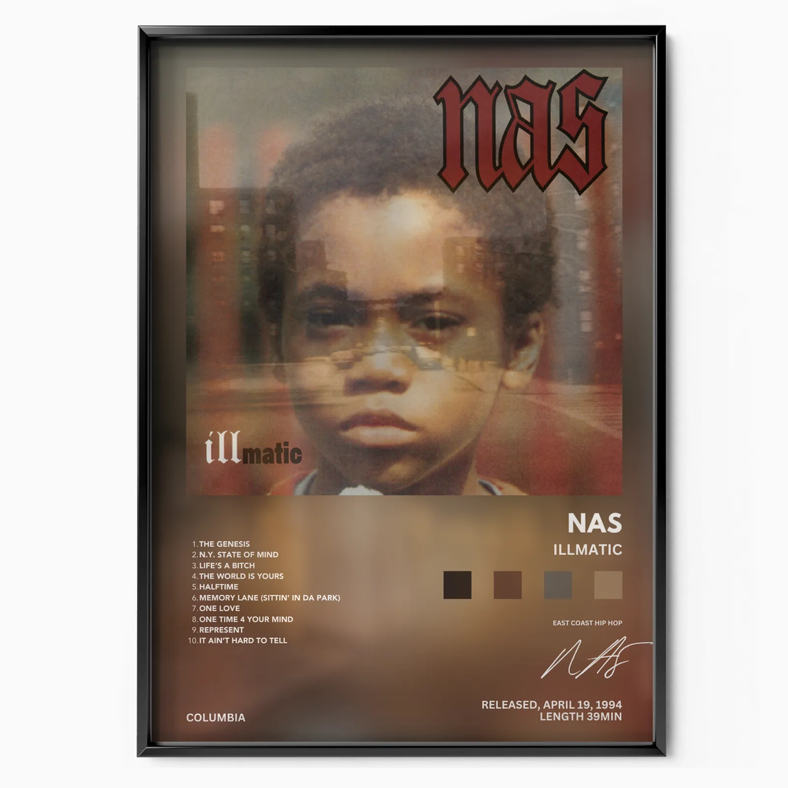 NAS 'Illmatic' poster, museum grade matte print