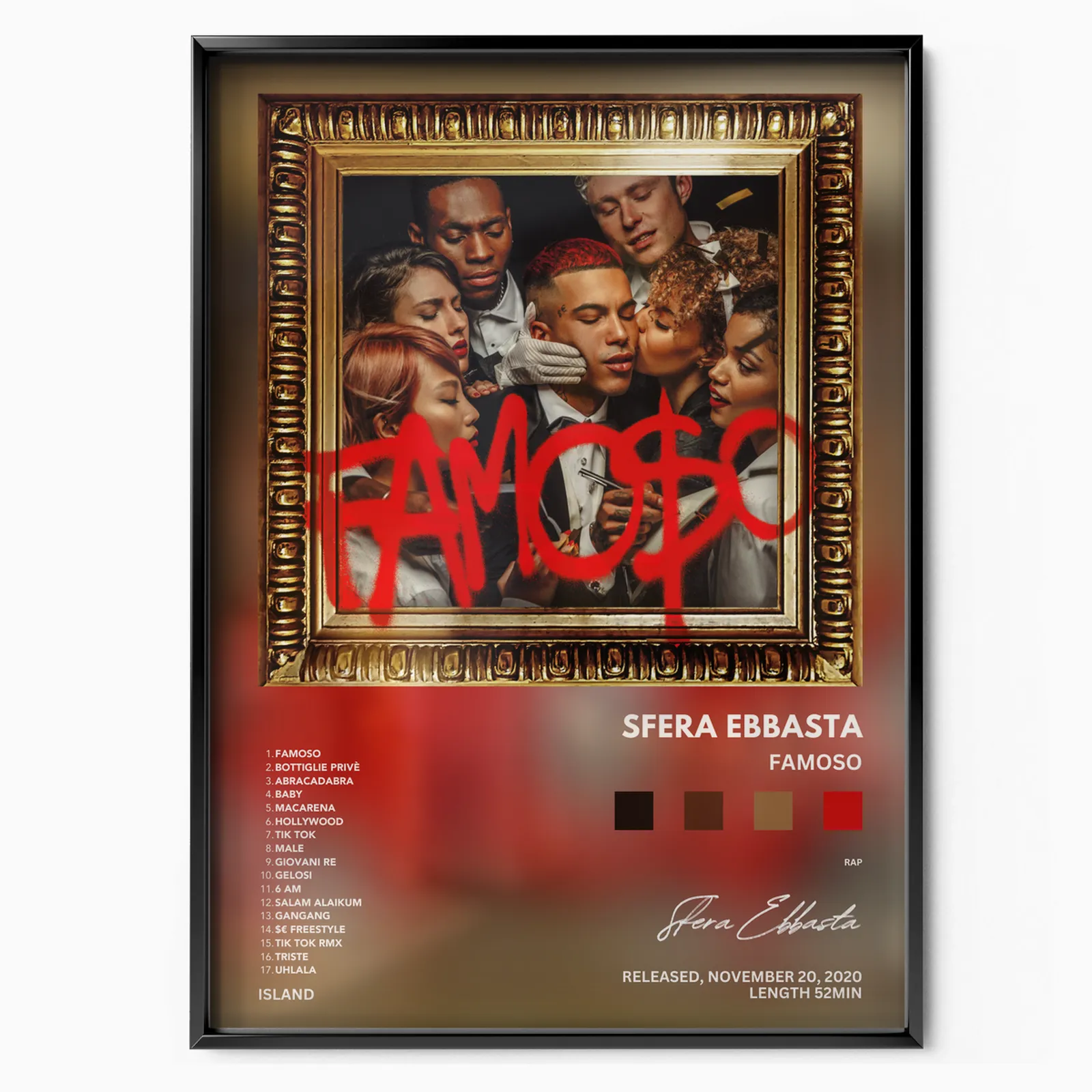 Sfera Ebbasta Famoso poster, museum grade matte print