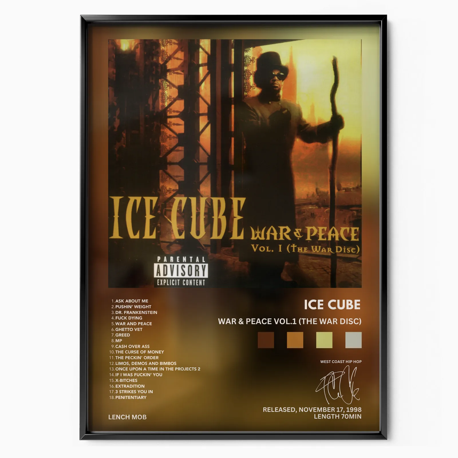 Ice Cube - War & Peace Vol.1 poster, museum grade matte print