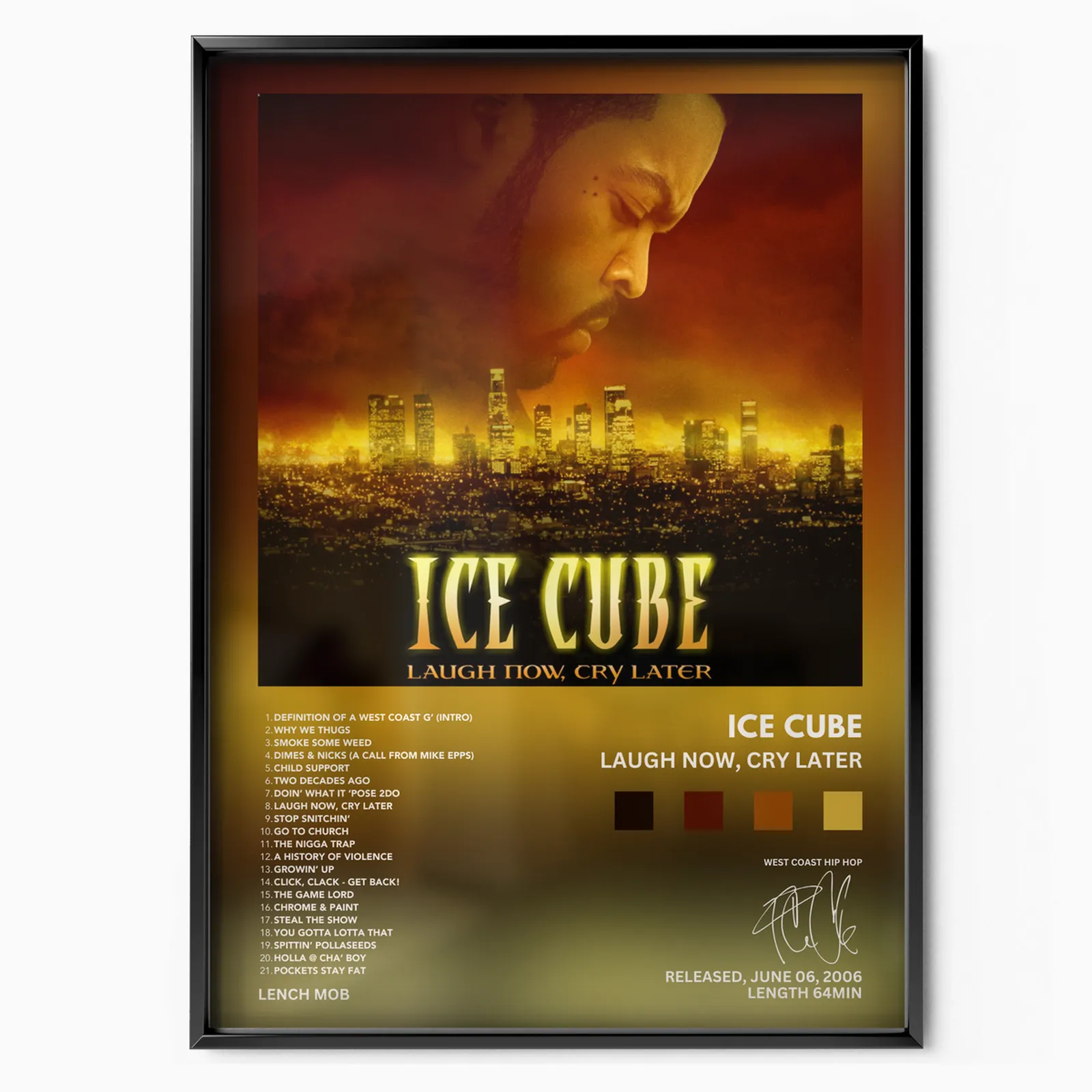 Ice Cube - Laugh Now, Cry Later poster, museum grade matte print
