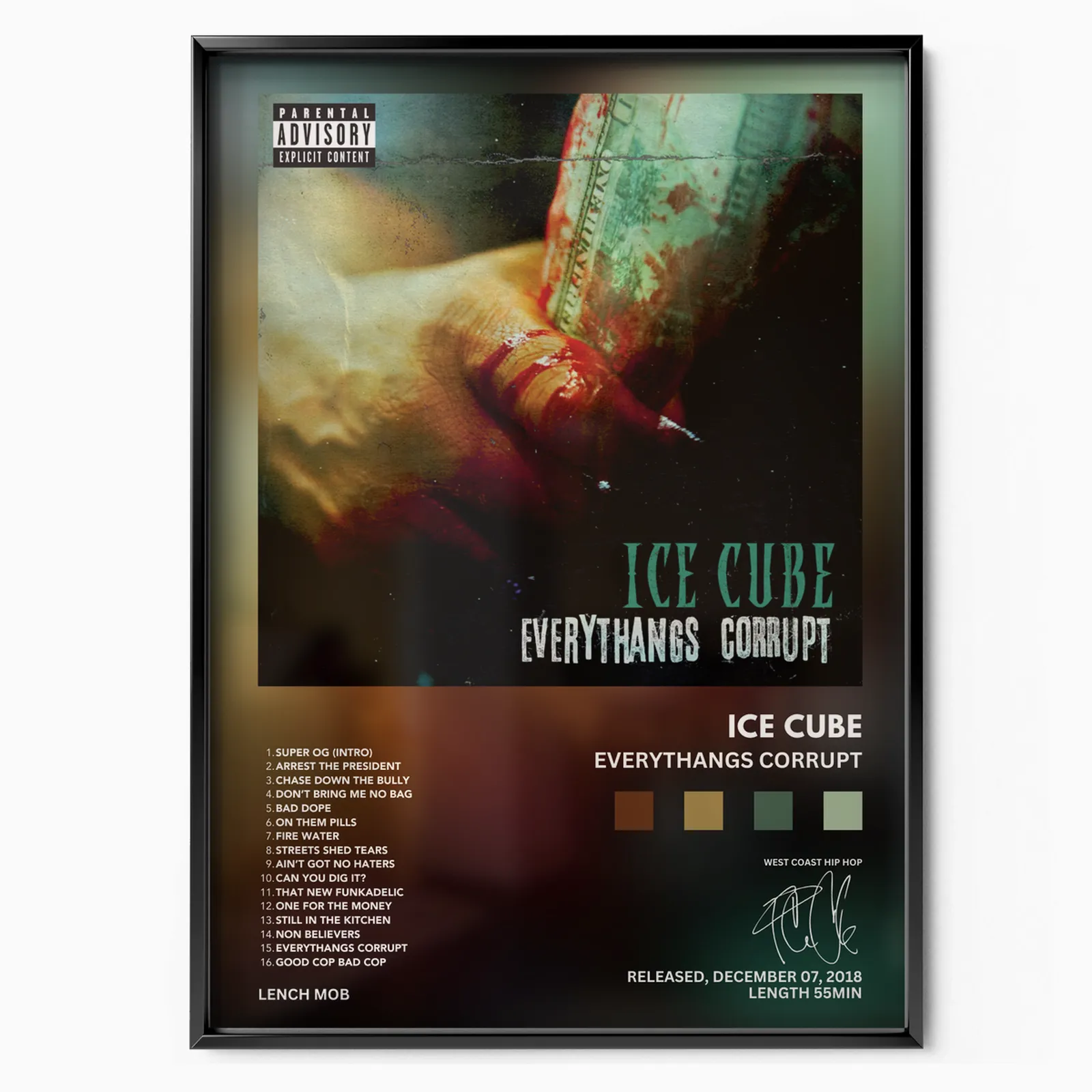 Ice Cube - Everythangs Corrupt poster, museum grade matte print