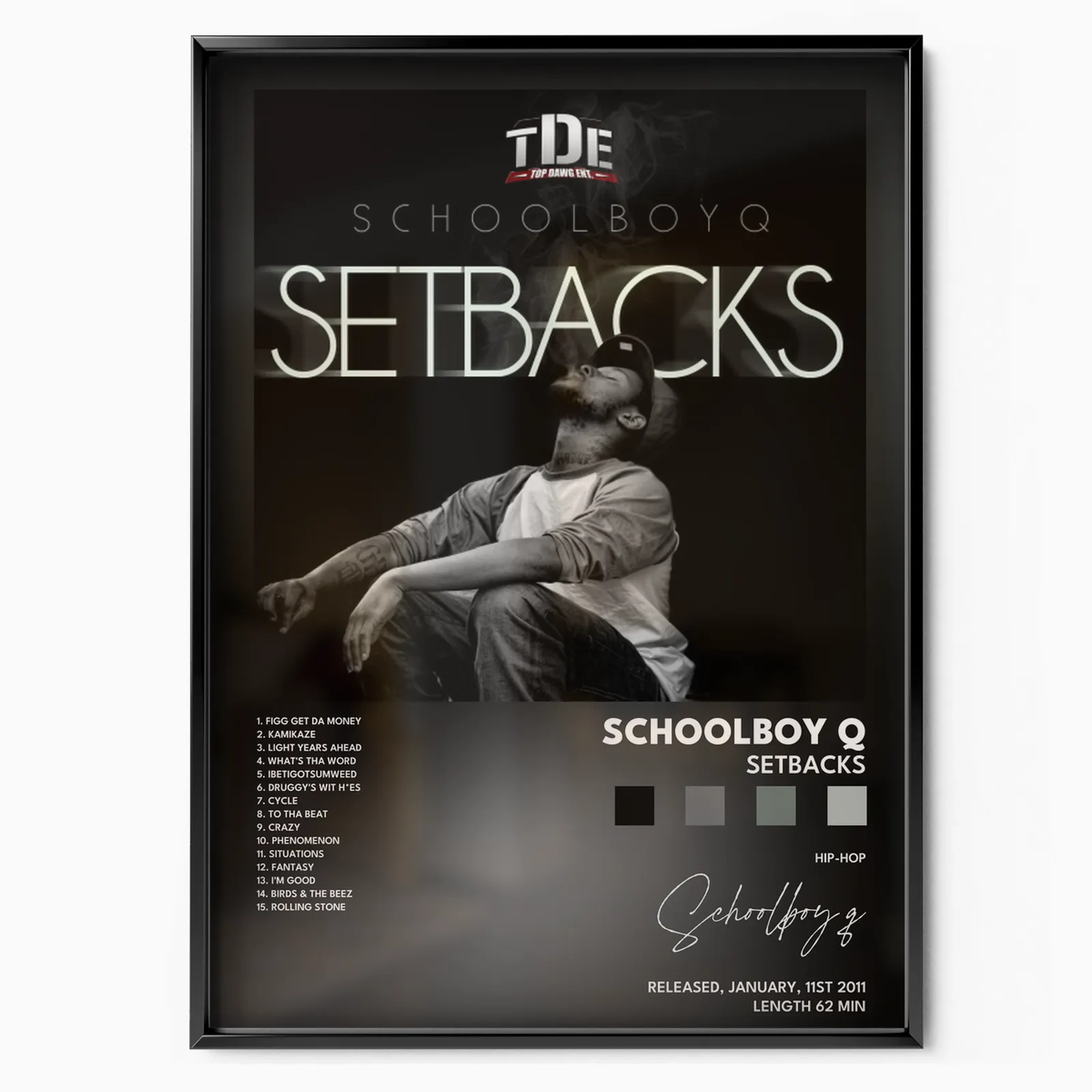 Schoolboy Q - Setbacks poster, museum grade matte print