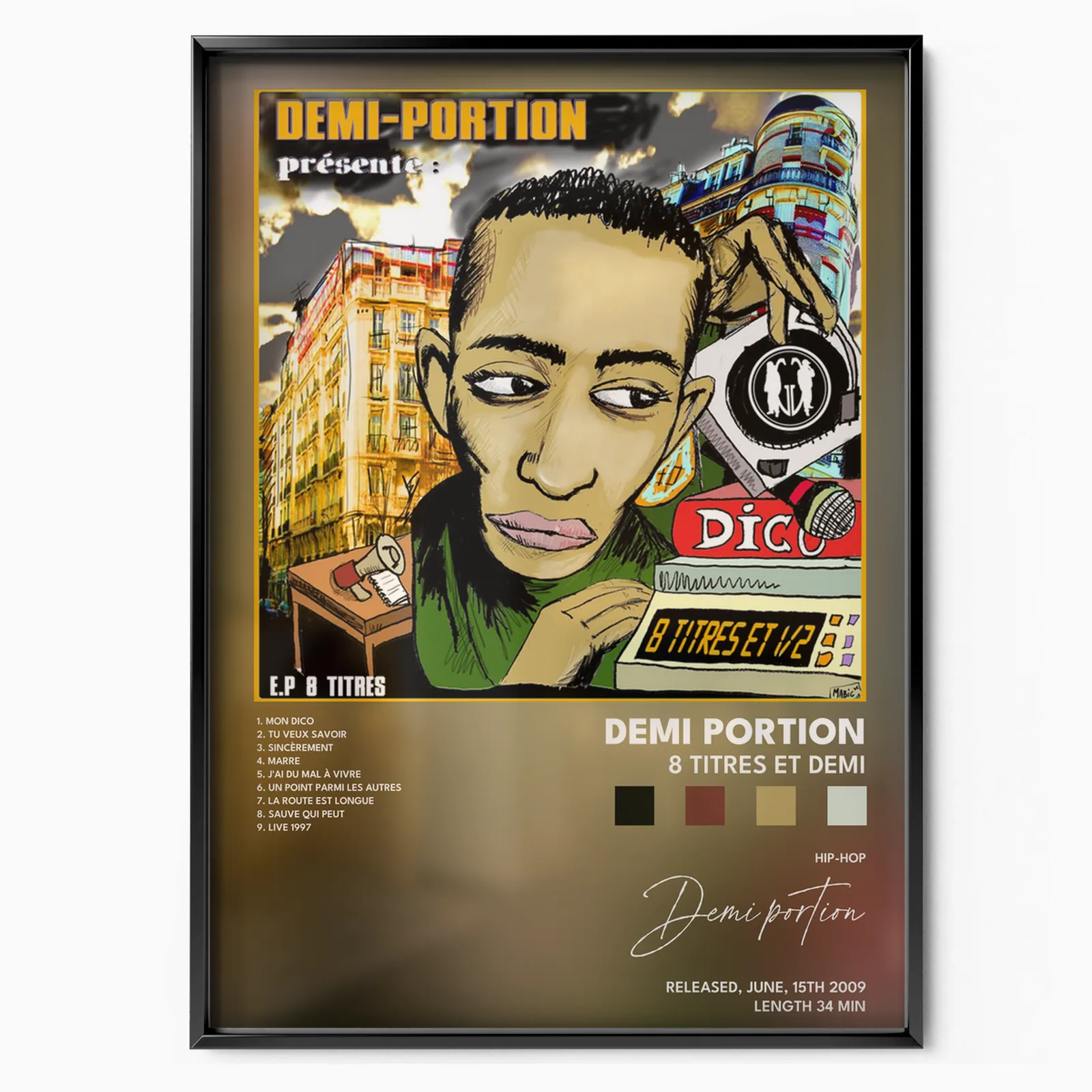 Demi Portion - 8 titres et demi poster, museum grade matte print
