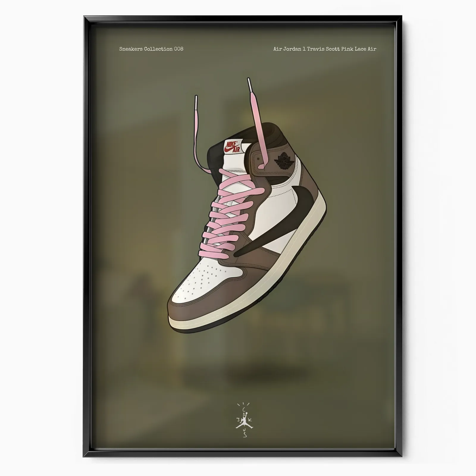 Air Jordan 1 Travis Scott Pink Lace Air poster, museum grade matte print