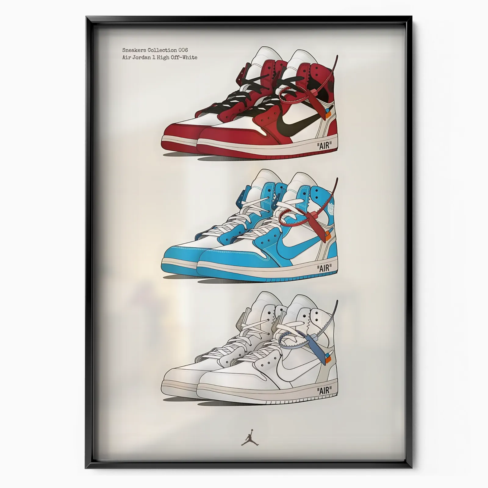 Air Jordan 1 High Off White Triple Pair poster, museum grade matte print