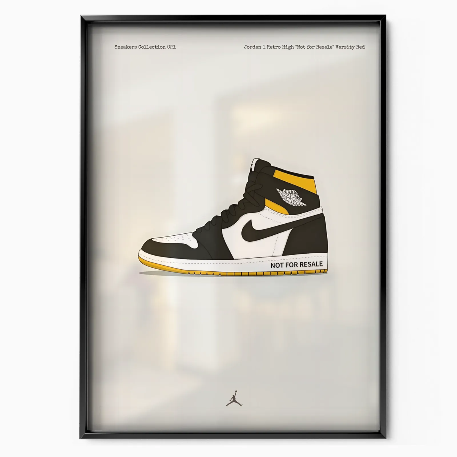 Jordan 1 Retro High 'Not for Resale' Varsity Maize poster, museum grade matte print