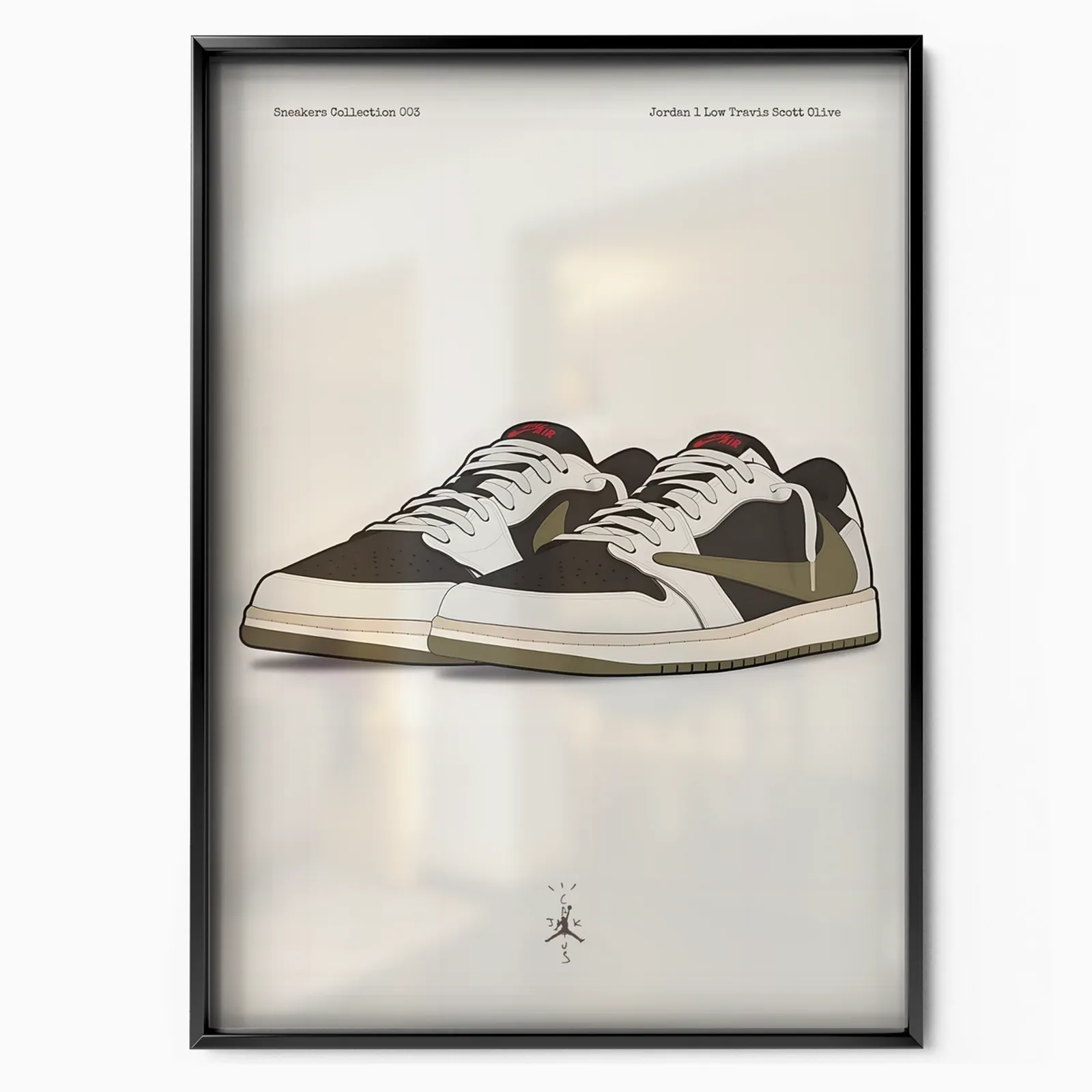 Jordan 1 Low Travis Scott Olive poster, museum grade matte print