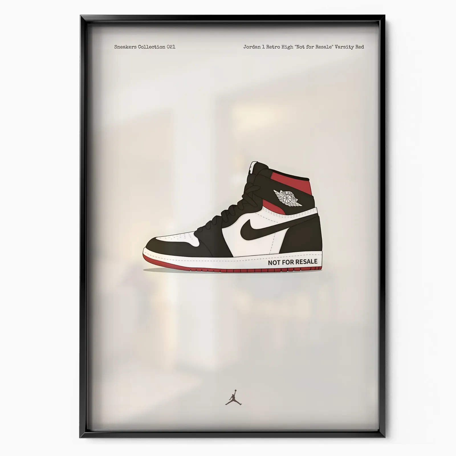 Jordan 1 Retro High 'Not for Resale' Varsity Red poster, museum grade matte print