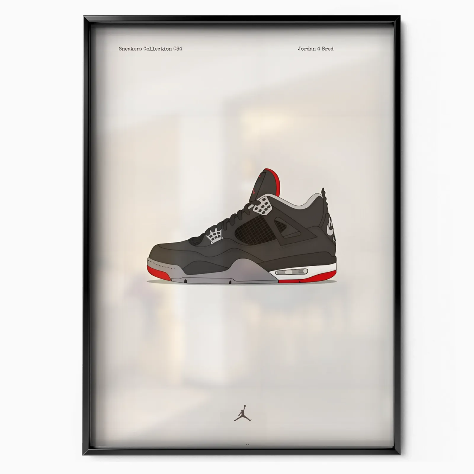 Jordan 4 Bred poster, museum grade matte print