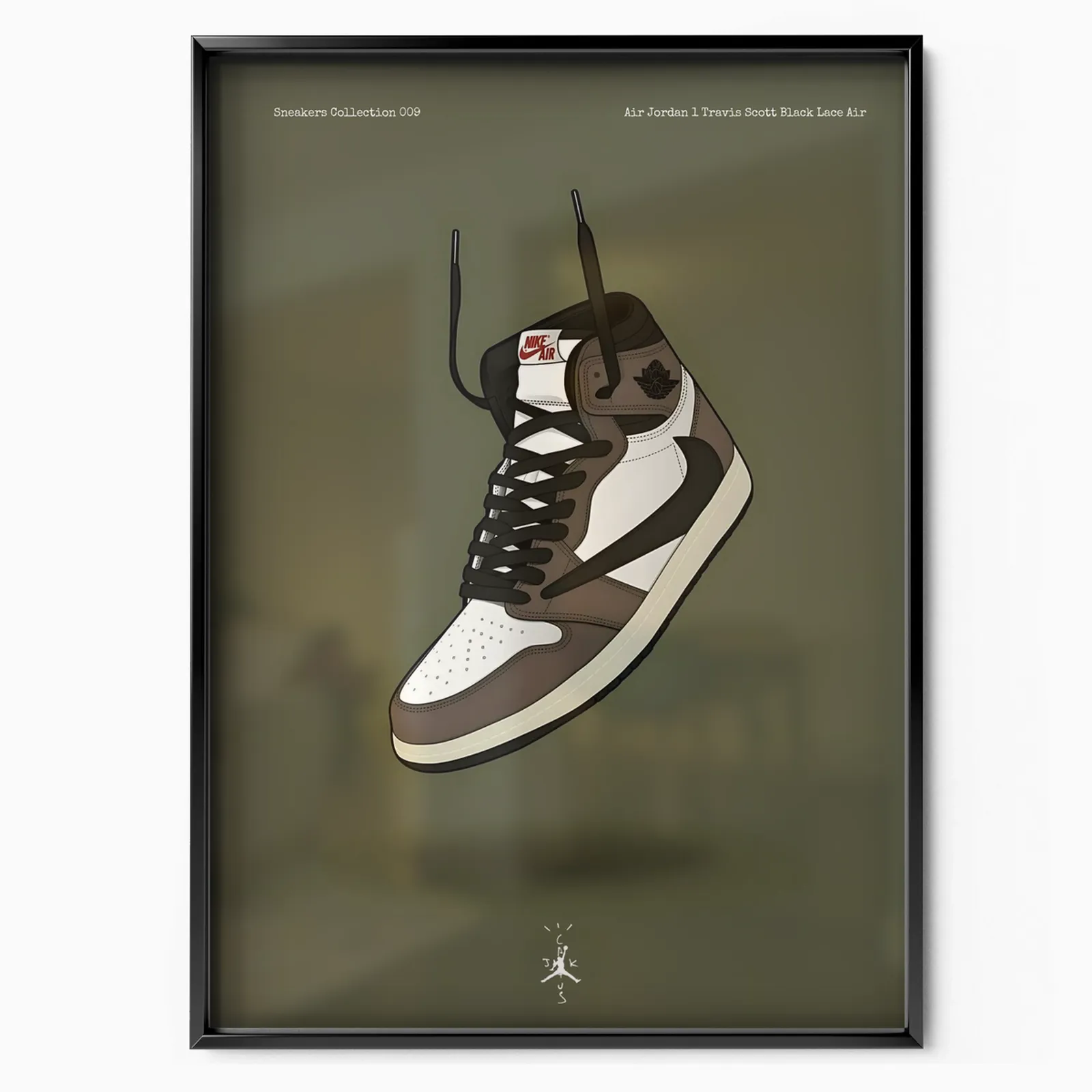 Air Jordan 1 Travis Scott Black Lace Air poster, museum grade matte print