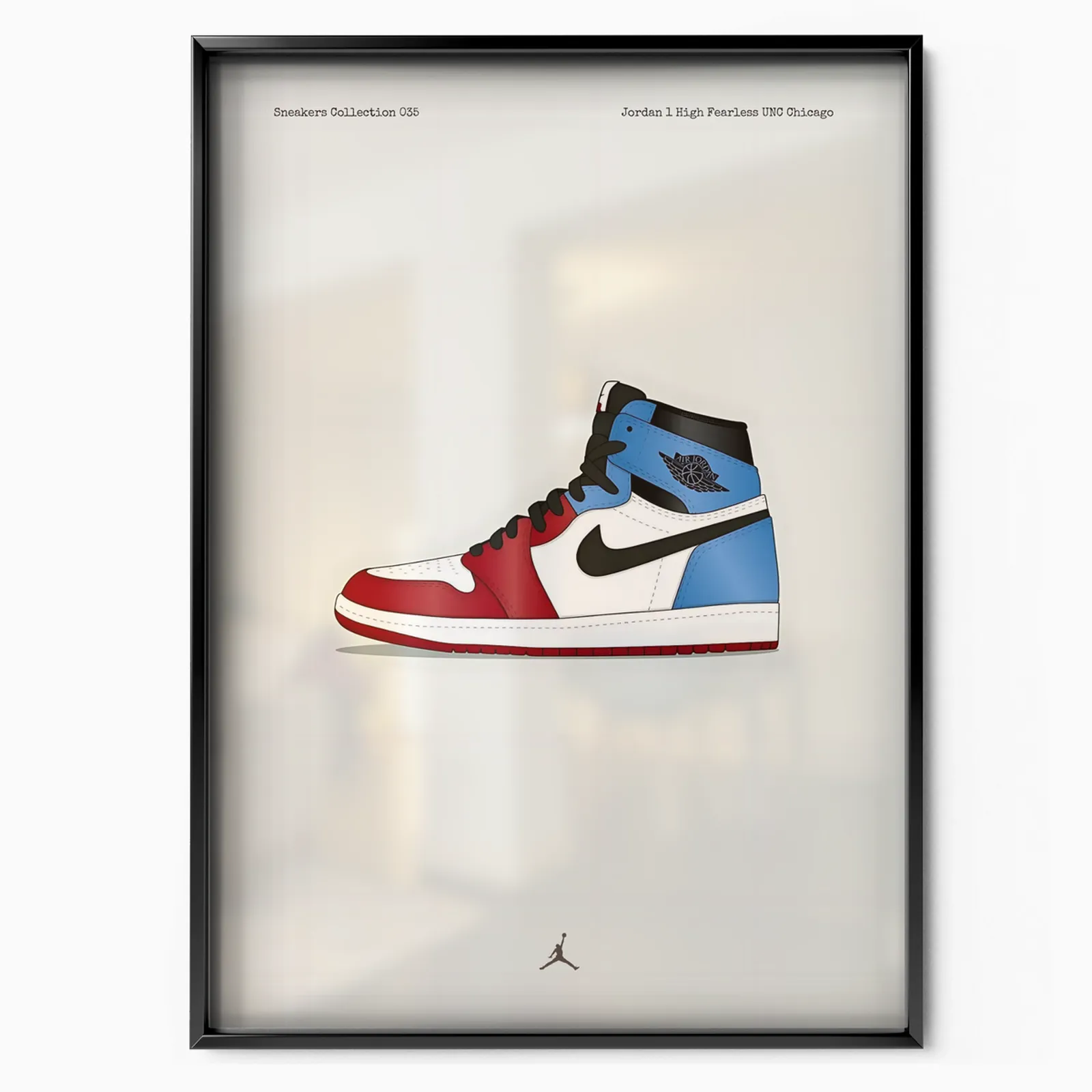 Jordan 1 High Fearless UNC Chicago poster, museum grade matte print