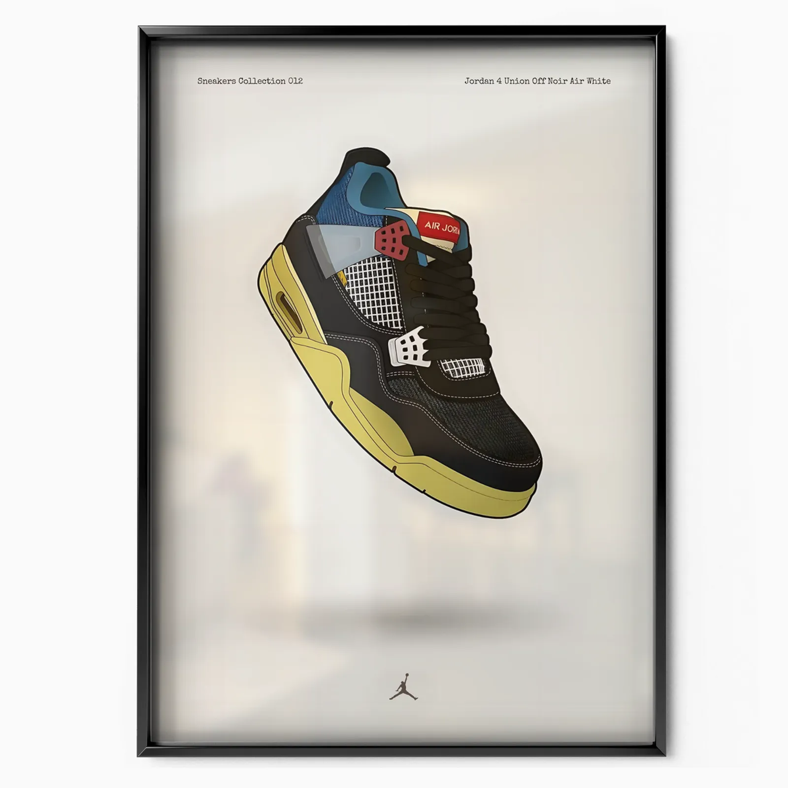 Jordan 4 Union Off Noir Air White poster, museum grade matte print