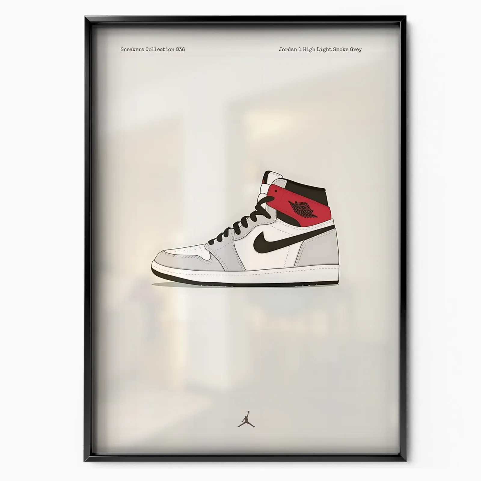 Jordan 1 High Light Smoke Grey poster, museum grade matte print