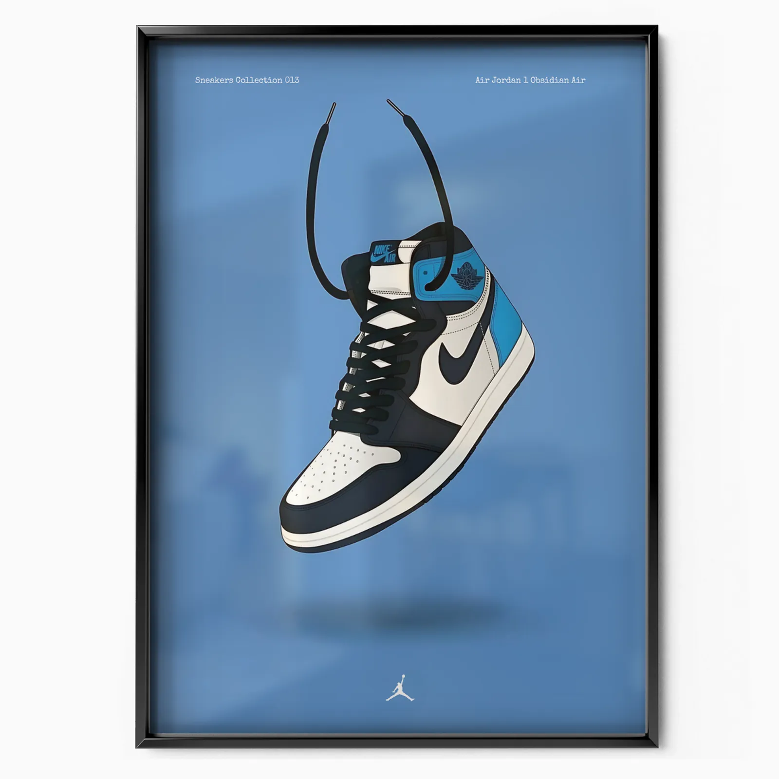 Air Jordan 1 Obsidian Air Blue poster, museum grade matte print