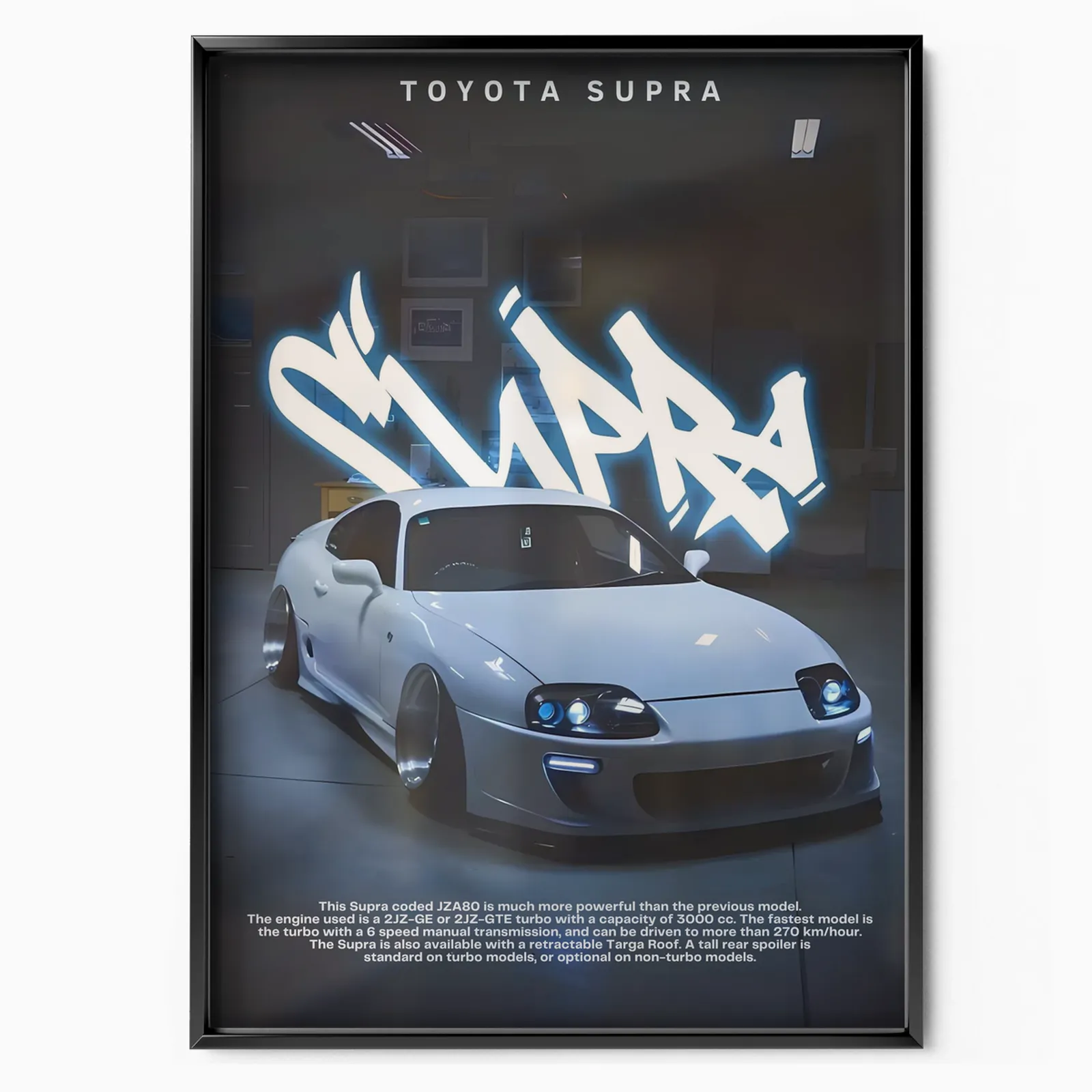 Toyota Supra JZA80 poster, museum grade matte print