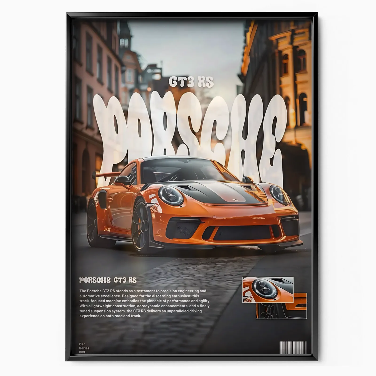 PORSCHE GT3 RS Orange poster, museum grade matte print