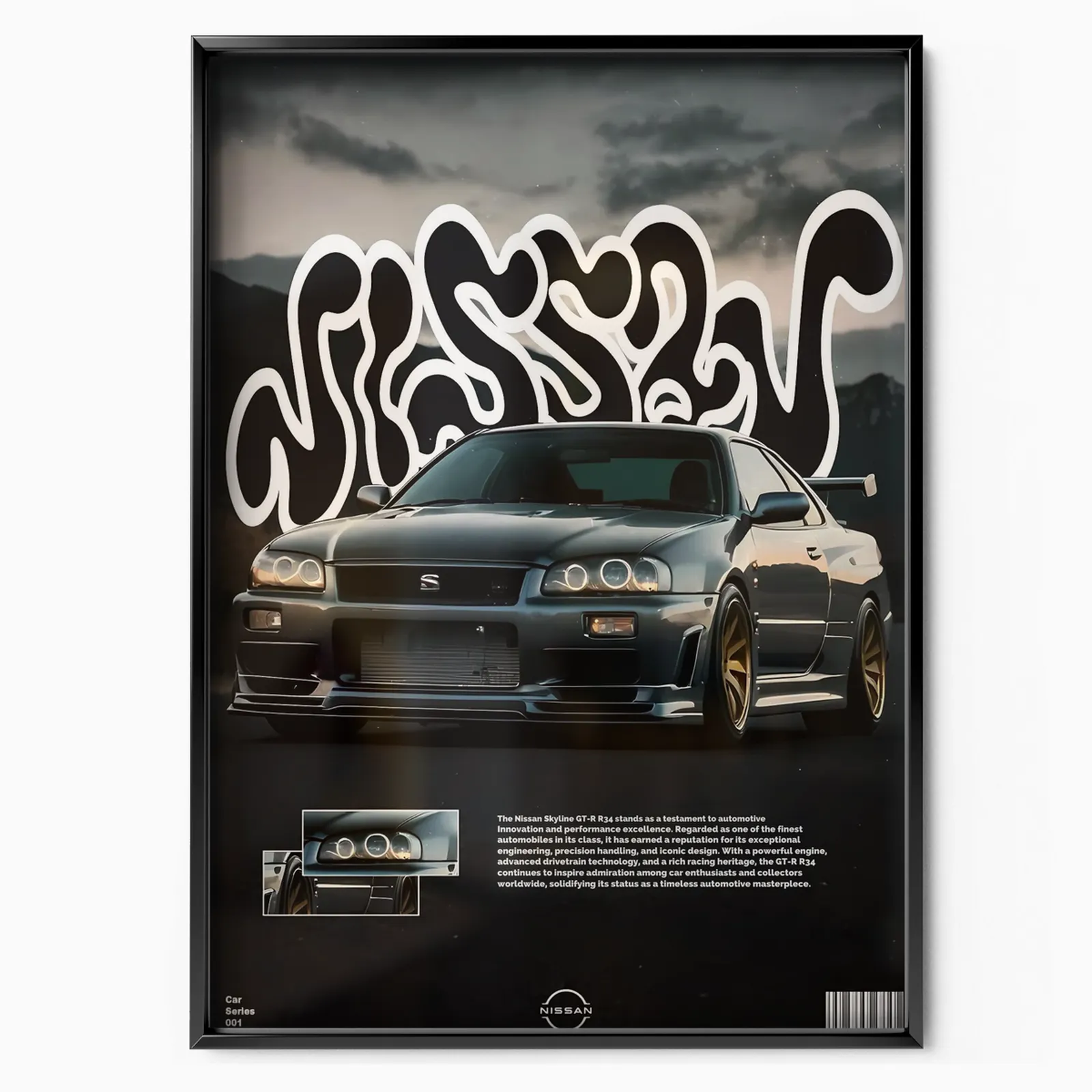 Nissan Skyline GT R R34 poster, museum grade matte print