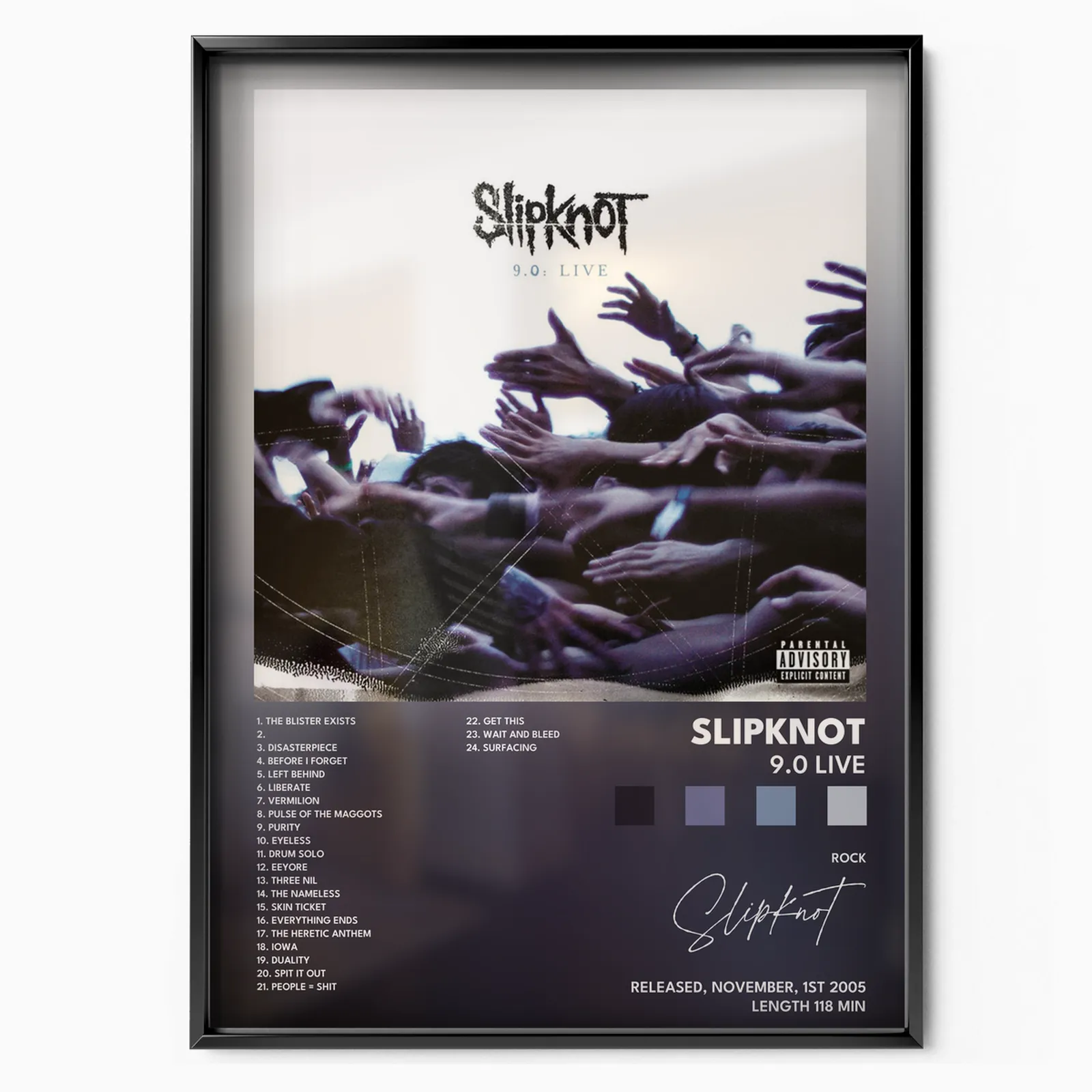 slipknot 90 Live poster poster, museum grade matte print