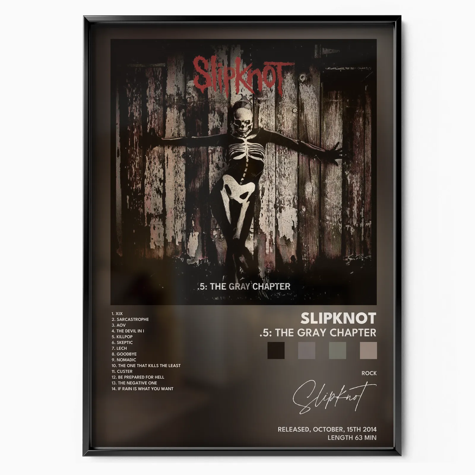 slipknot 5 The Gray Chapter poster poster, museum grade matte print