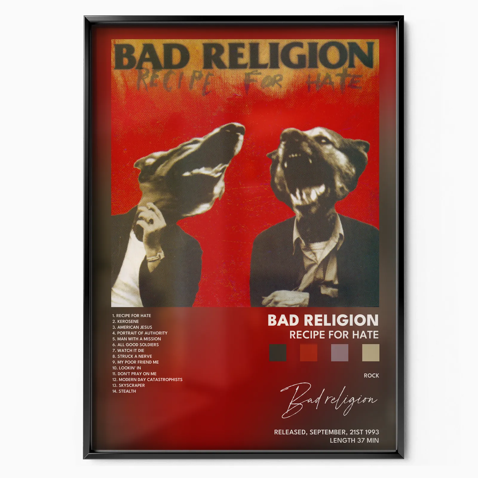 Recipe for Hate Album poster, museum grade matte print