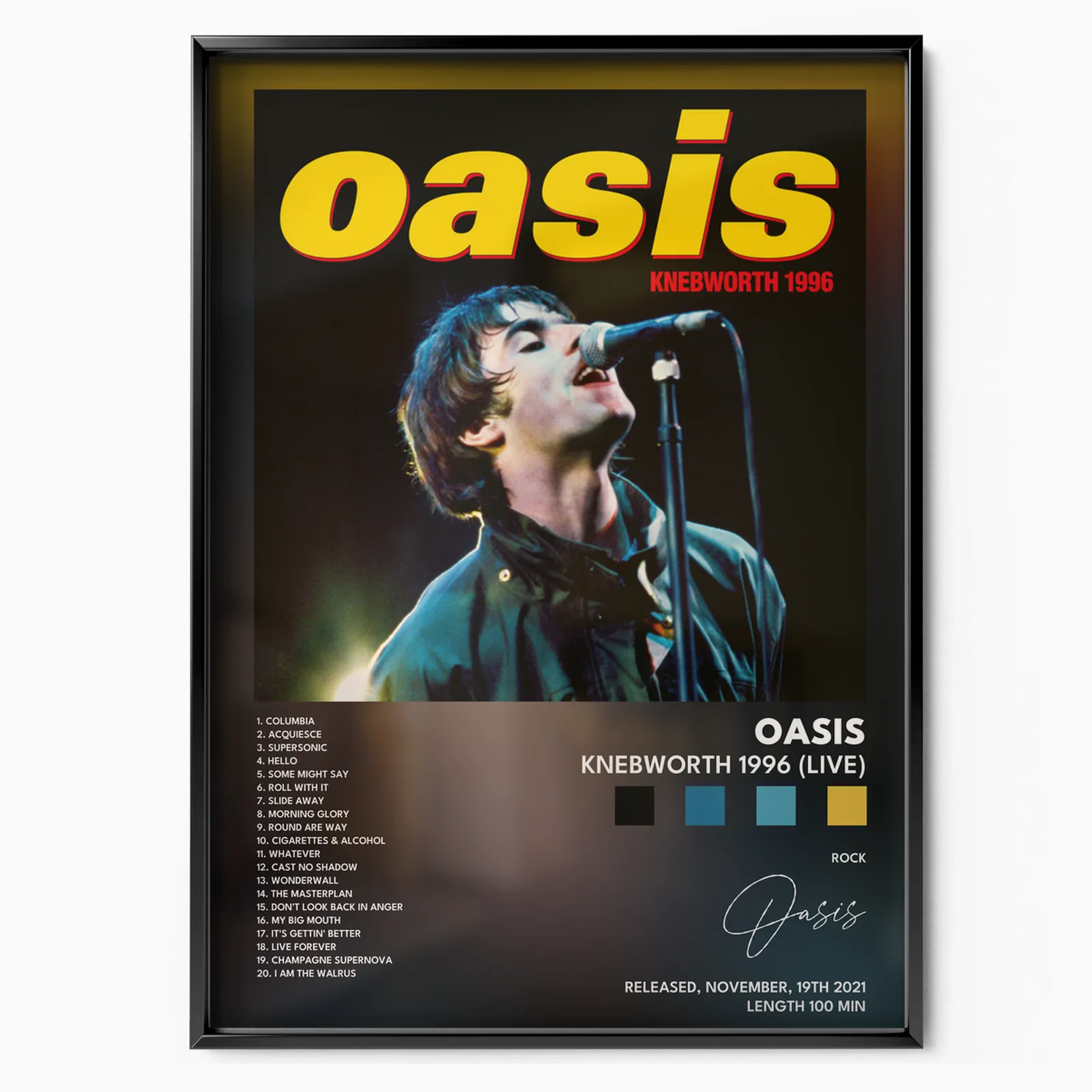 oasis Knebworth 1996 Live poster plakát, matný tisk v muzejní kvalitě