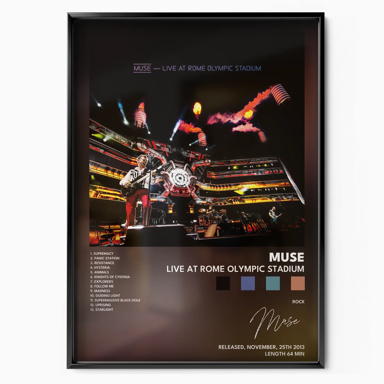 muse Live at Rome Olympic Stadium poster poster, museum grade matte print
